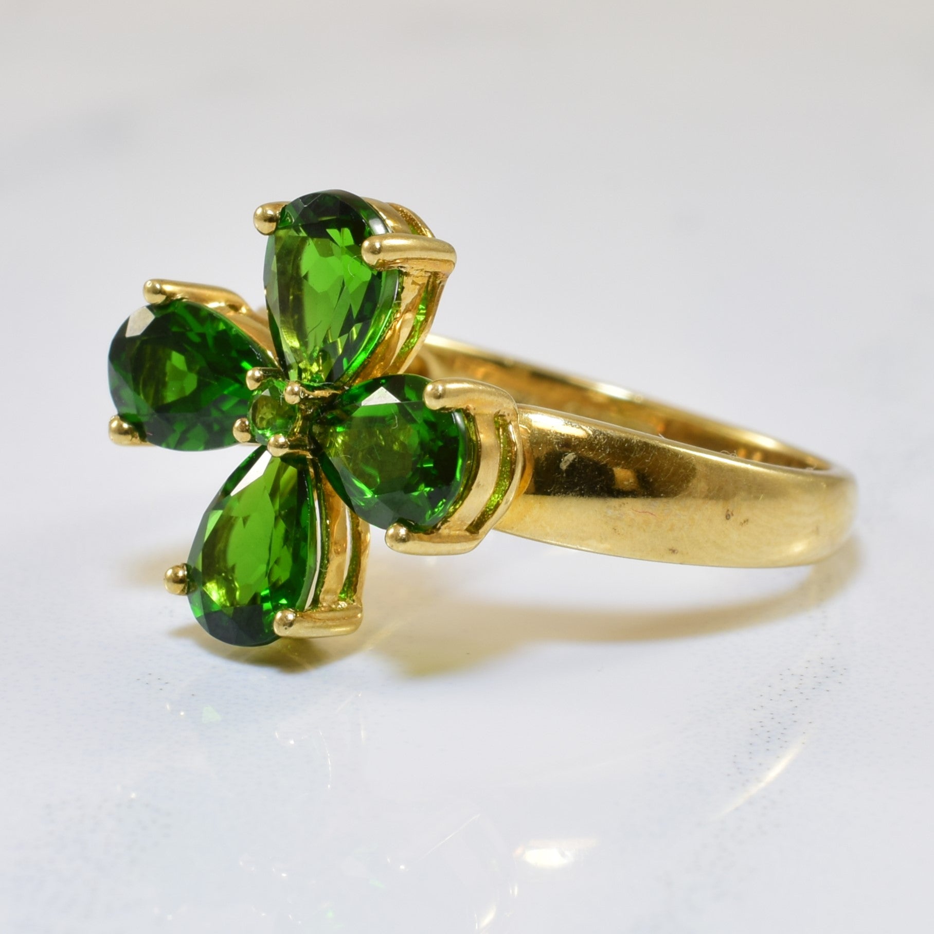 Bague trèfle en diopside chromé | 3,00 ct | Taille 9 |