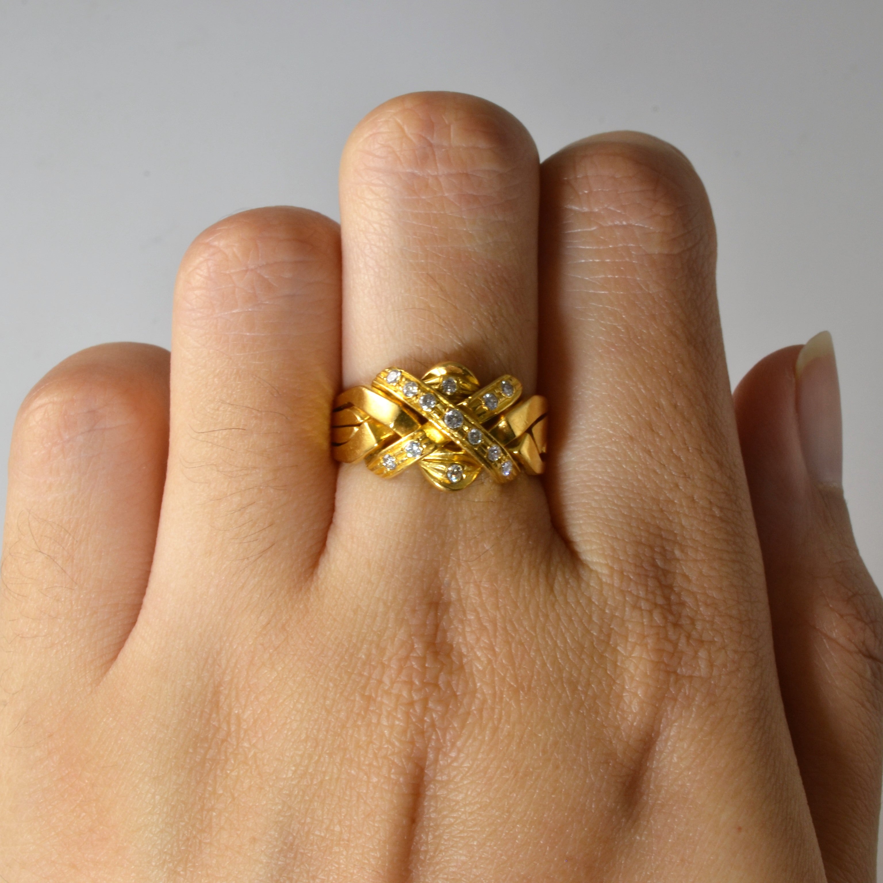 Soldered Diamond Puzzle Ring | 0.20ctw | SZ 6.5 |