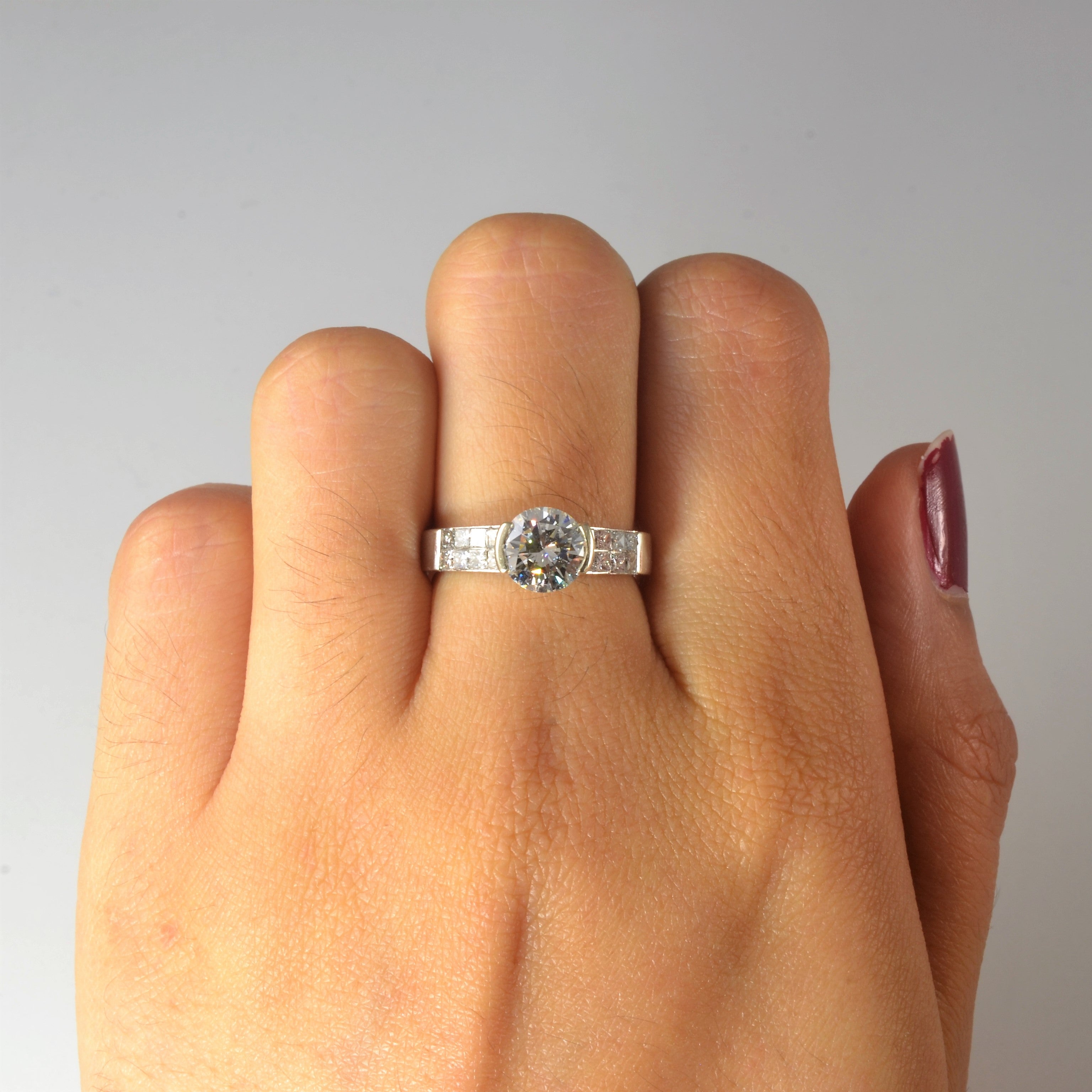 Princess Pave Semi Bezel Engagement Ring | 1.75ctw | SZ 6 |