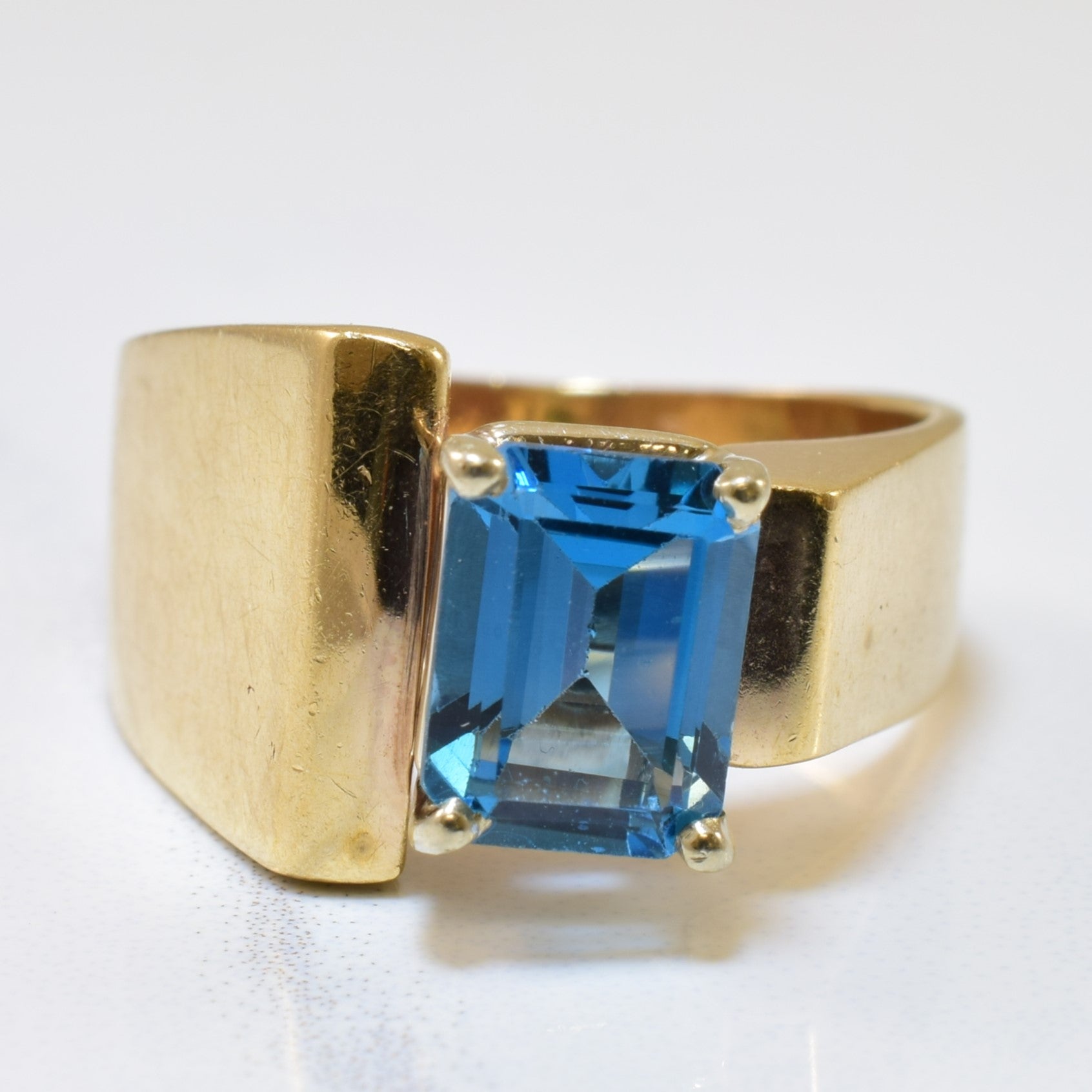 Offset Emerald Cut Blue Topaz Ring | 1.65ct | SZ 5.75 |