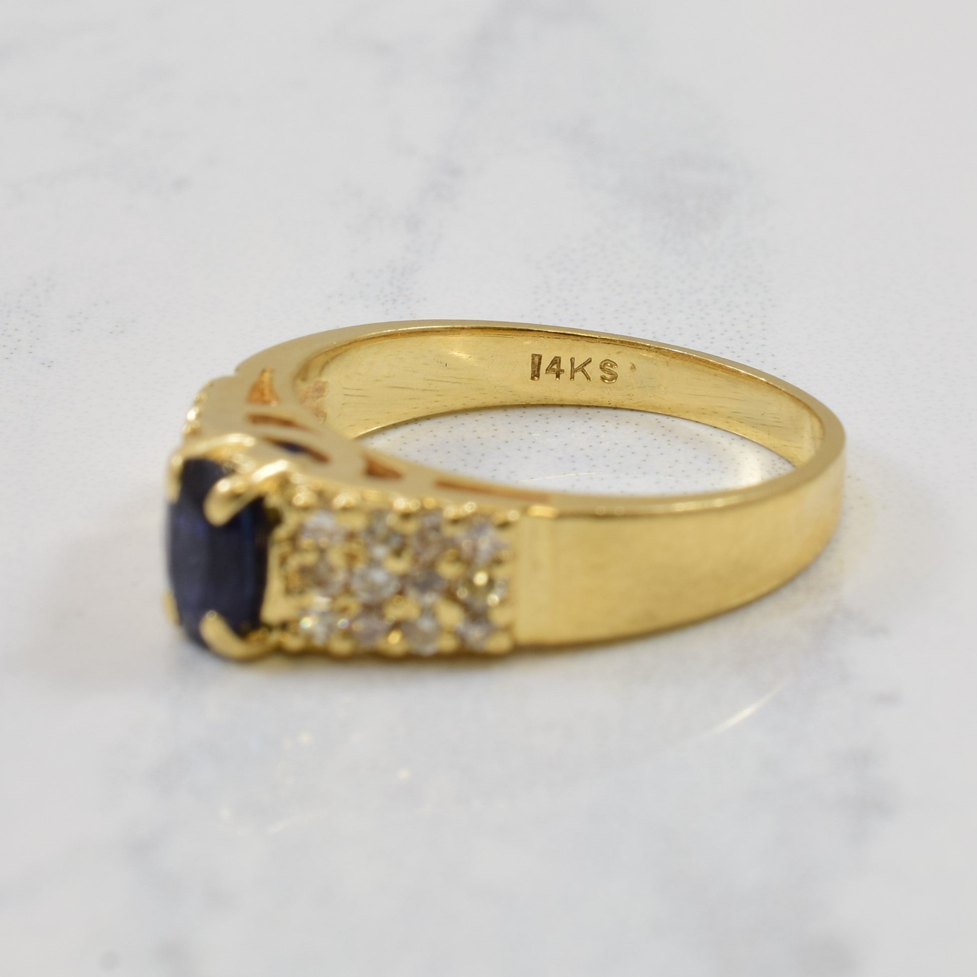 Pave Diamond & Sapphire Tapered Ring | 0.53ct, 0.33ctw | SZ 6 |
