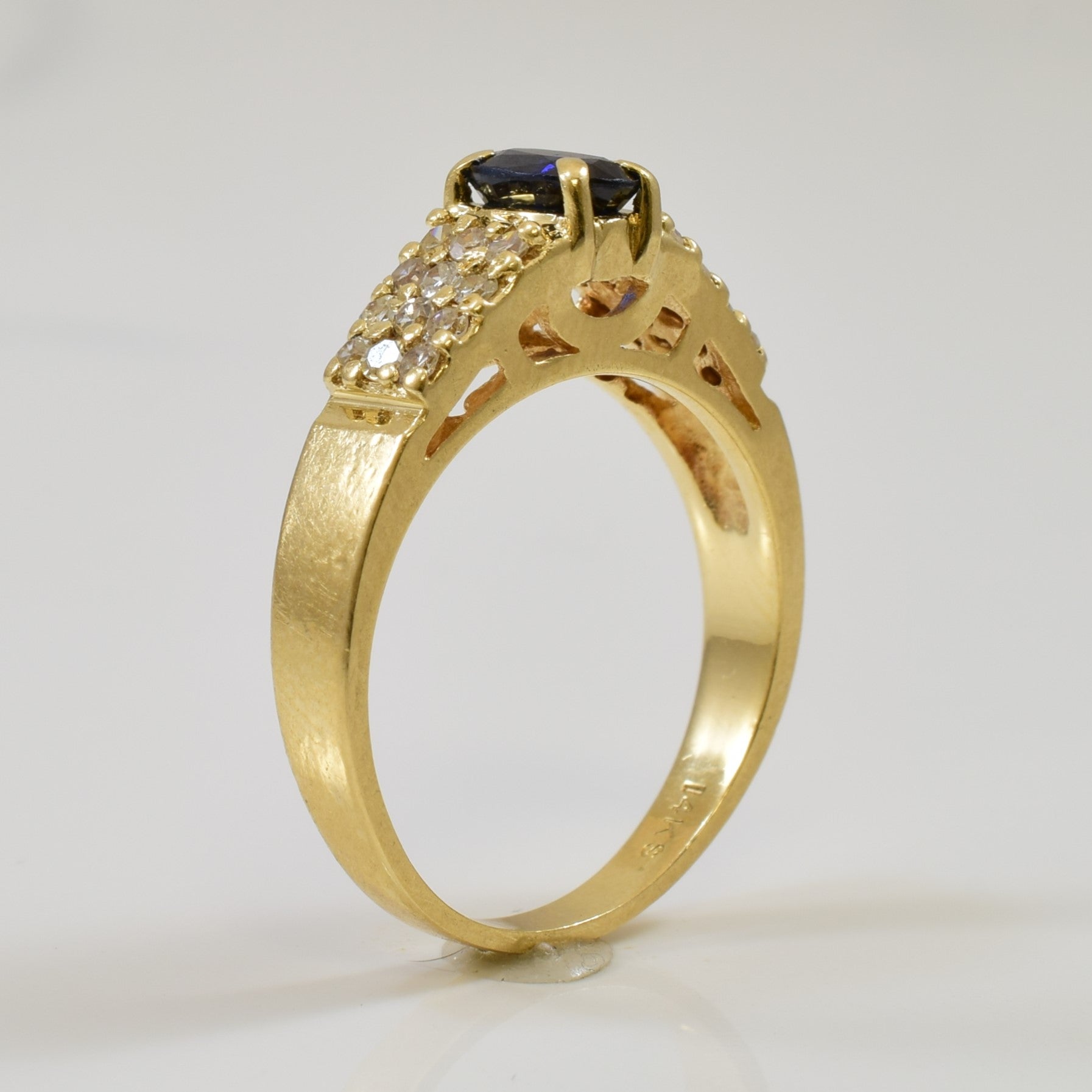 Pave Diamond & Sapphire Tapered Ring | 0.53ct, 0.33ctw | SZ 6 |