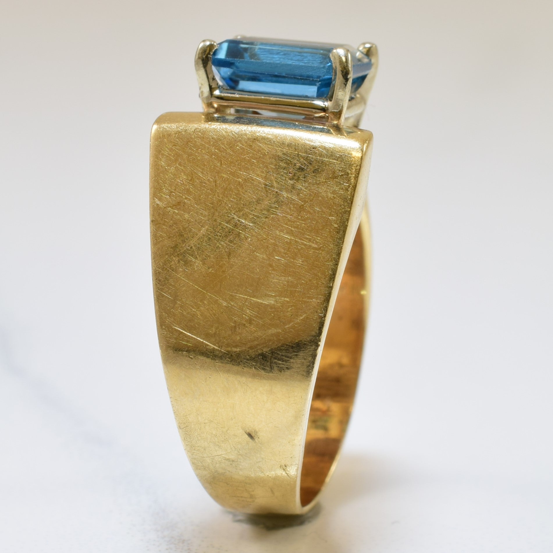 Offset Emerald Cut Blue Topaz Ring | 1.65ct | SZ 5.75 |