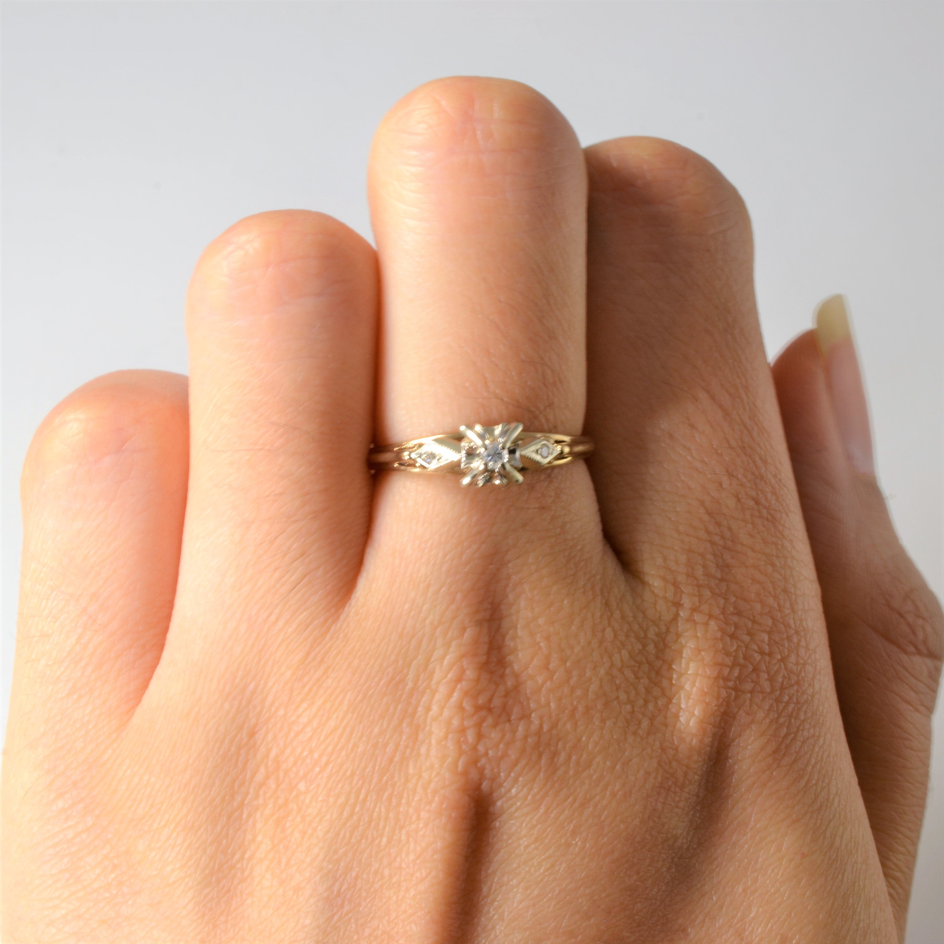 High Set Three Stone Diamond Ring | 0.04ctw | SZ 6 |