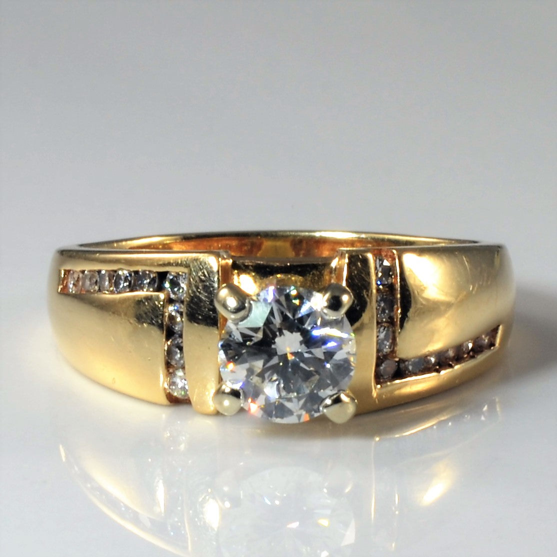 Zig Zag Channel Detailed Engagement Ring | 0.91ctw | SZ 7 |