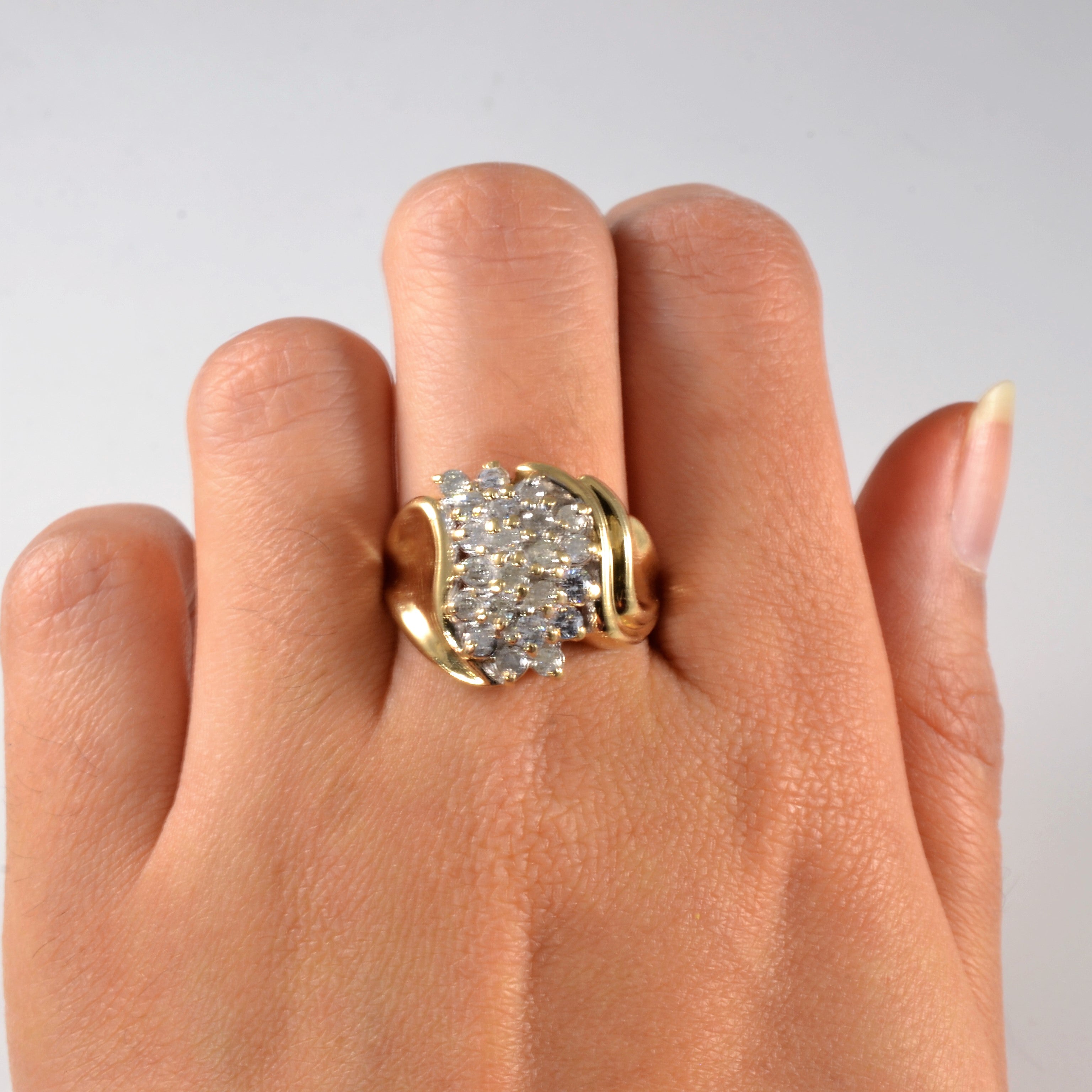 Cascade Diamond Cocktail Ring | 1.00ctw | SZ 8.75 |