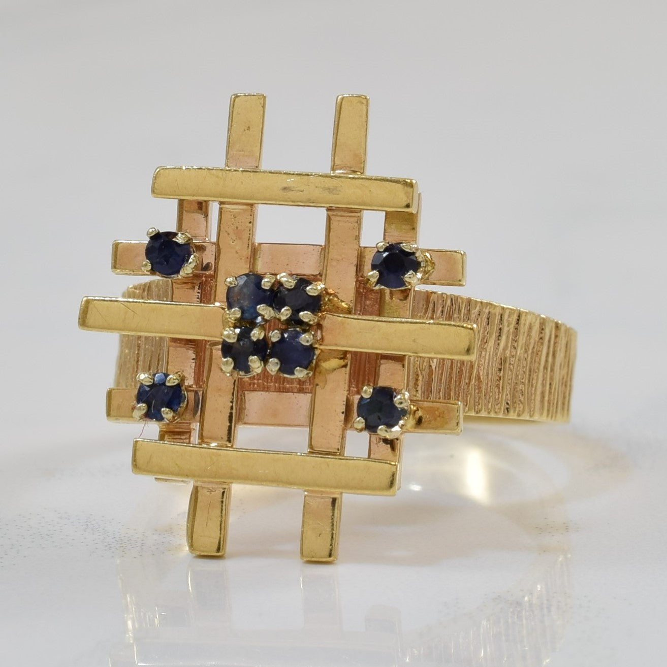 Sapphire Grid Cocktail Ring | 0.35ctw | SZ 10 |