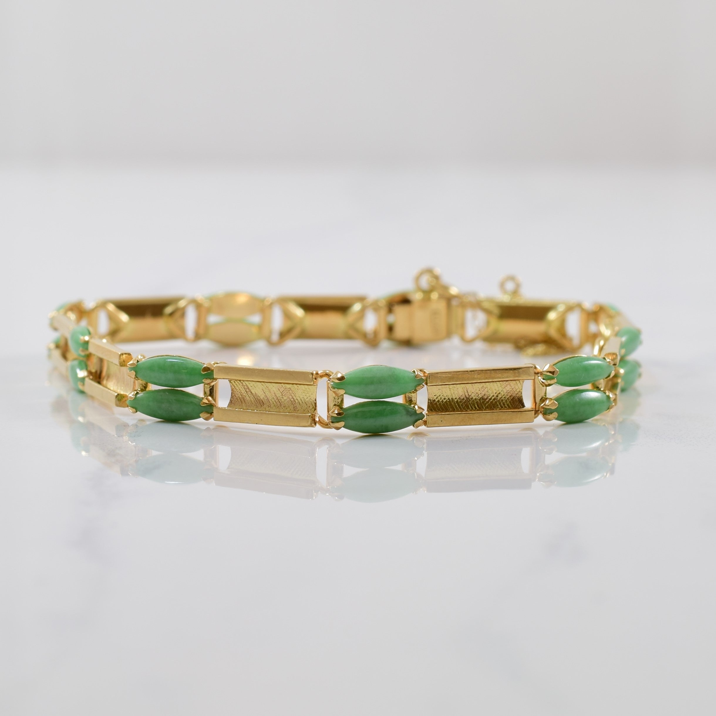 Marquise Cut Jade Bracelet | 4.00ctw | 7.5" |