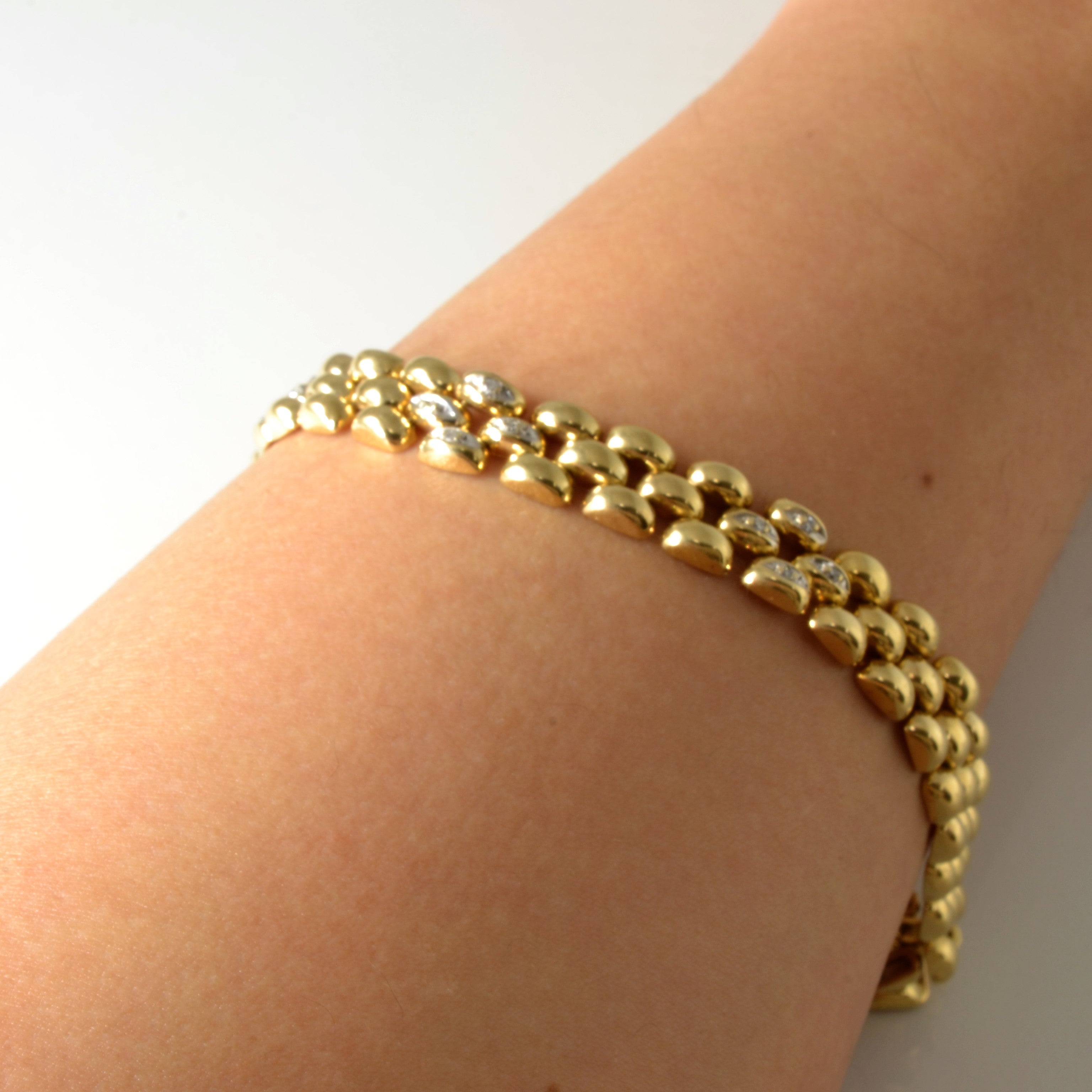 Diamond Panther Link Bracelet | 0.12ctw | 7" |