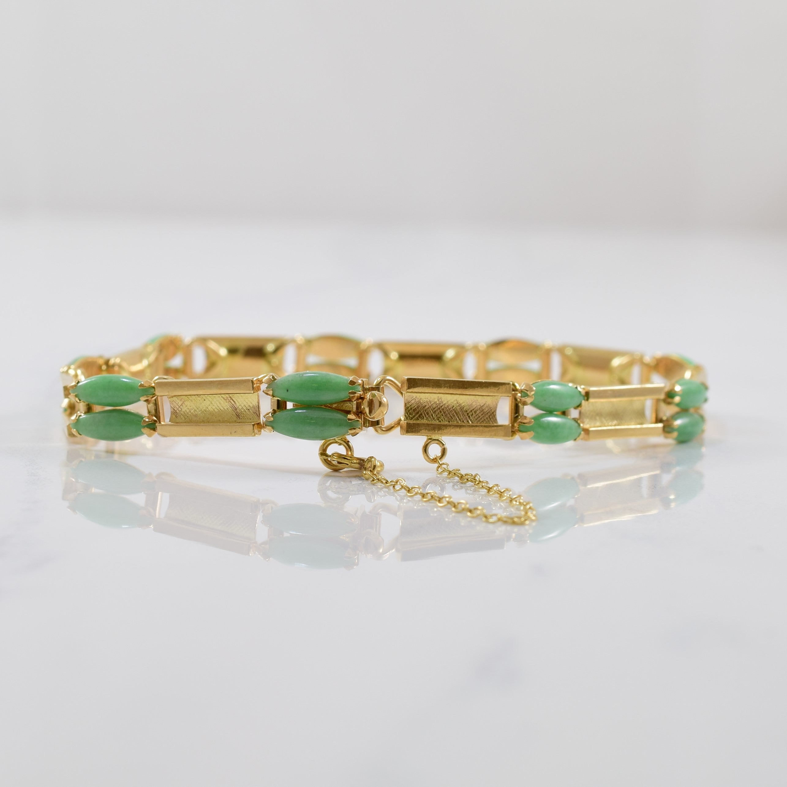 Marquise Cut Jade Bracelet | 4.00ctw | 7.5" |