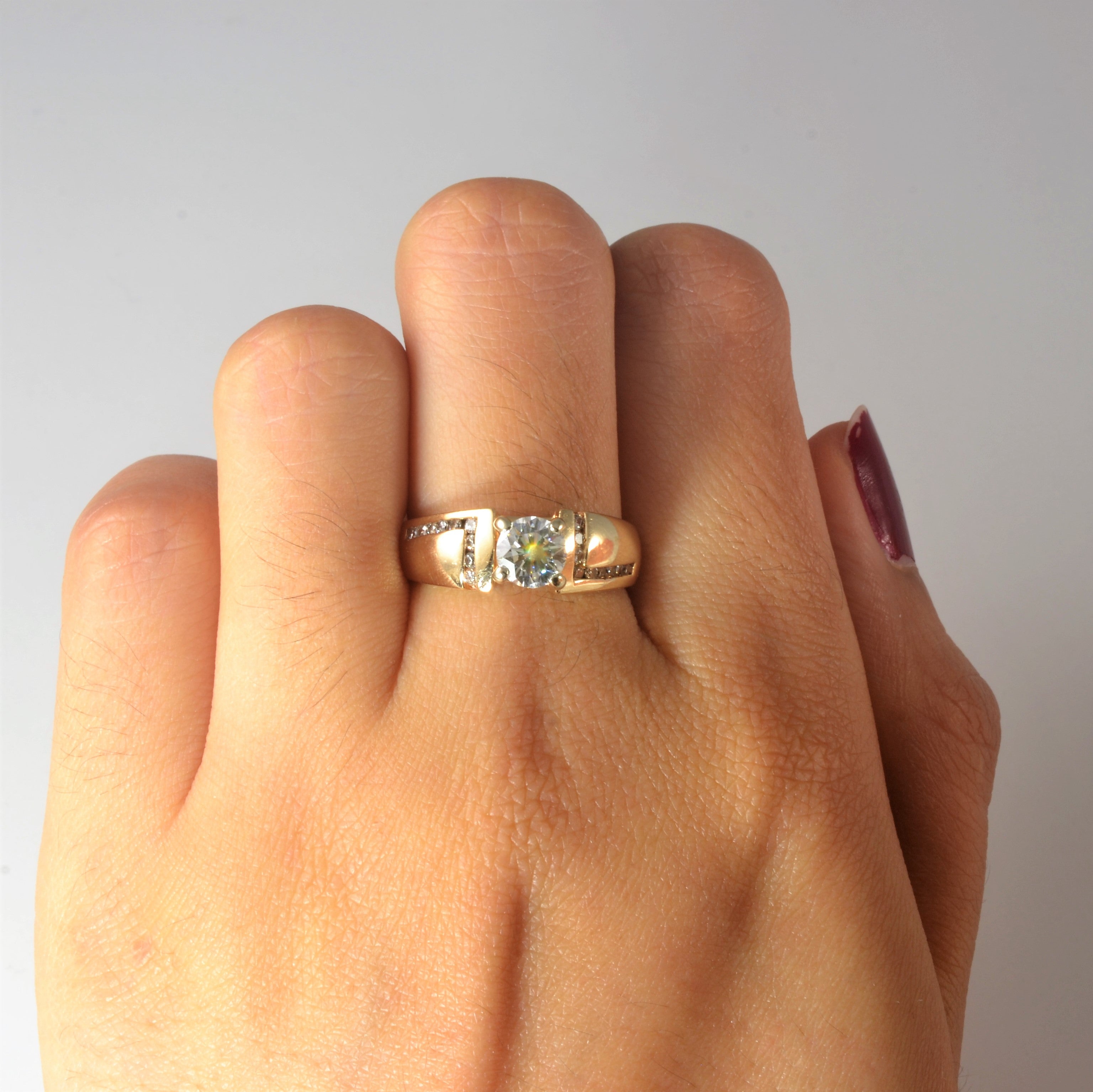 Zig Zag Channel Detailed Engagement Ring | 0.91ctw | SZ 7 |
