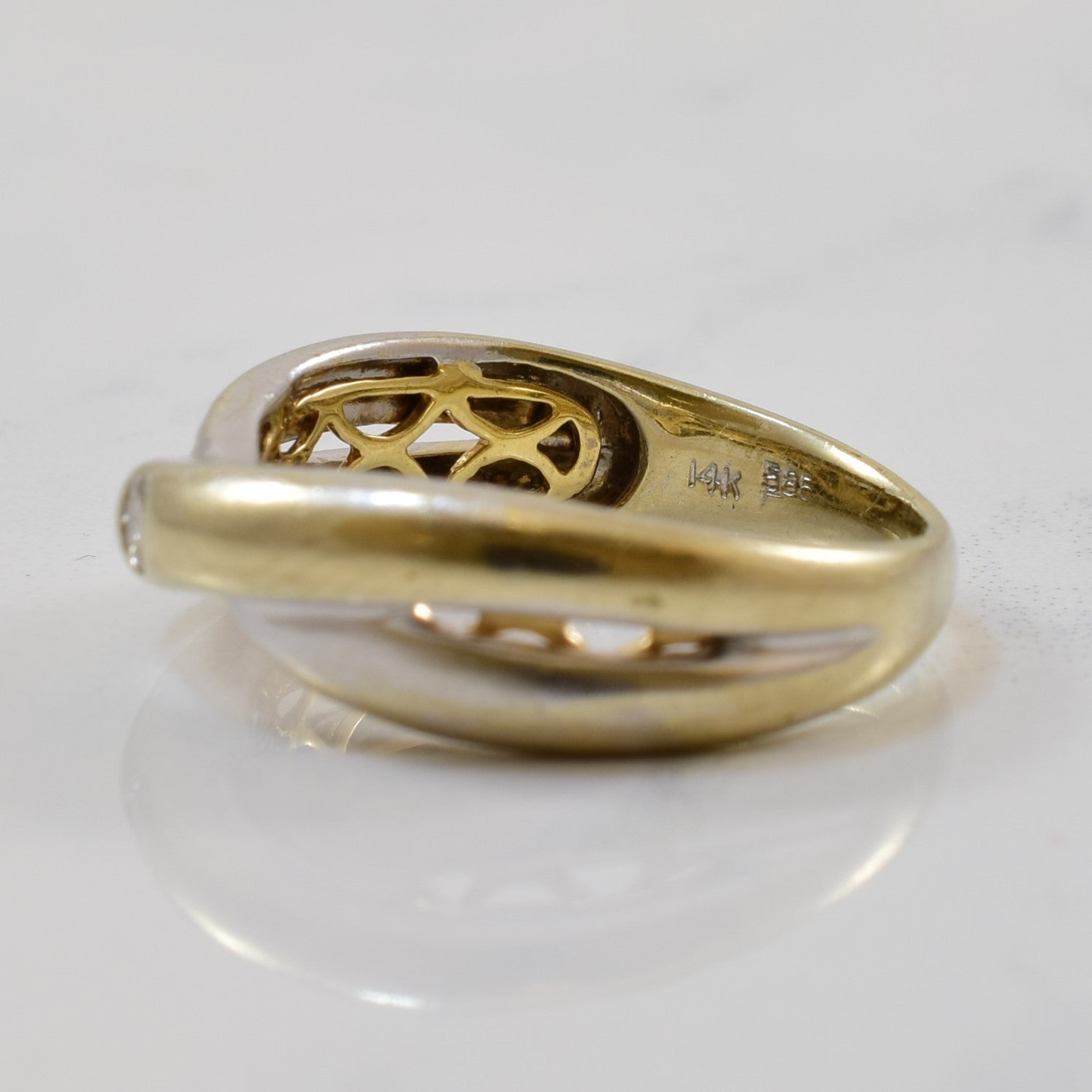 Two Tone Diamond Crossover Ring | 0.05ct | SZ 6 |