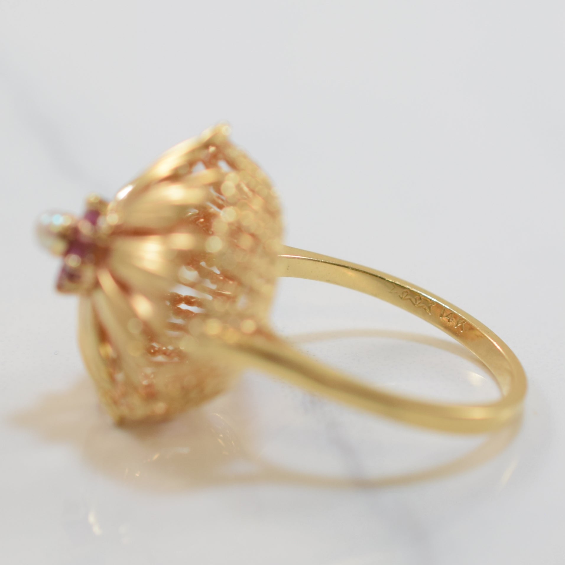 Ruby & Pearl Cocktail Ring | 0.30ctw, 0.14ct | SZ 7.25 |