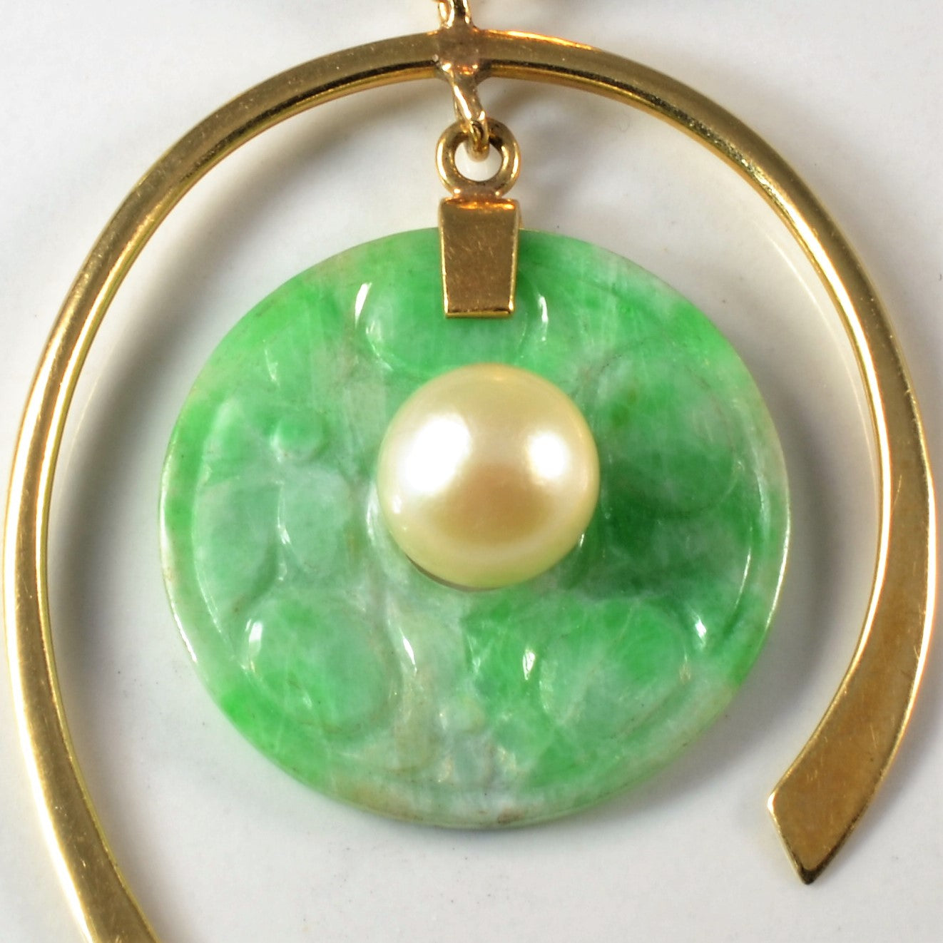 Jade & Pearl 14k Gold Drop Earrings |