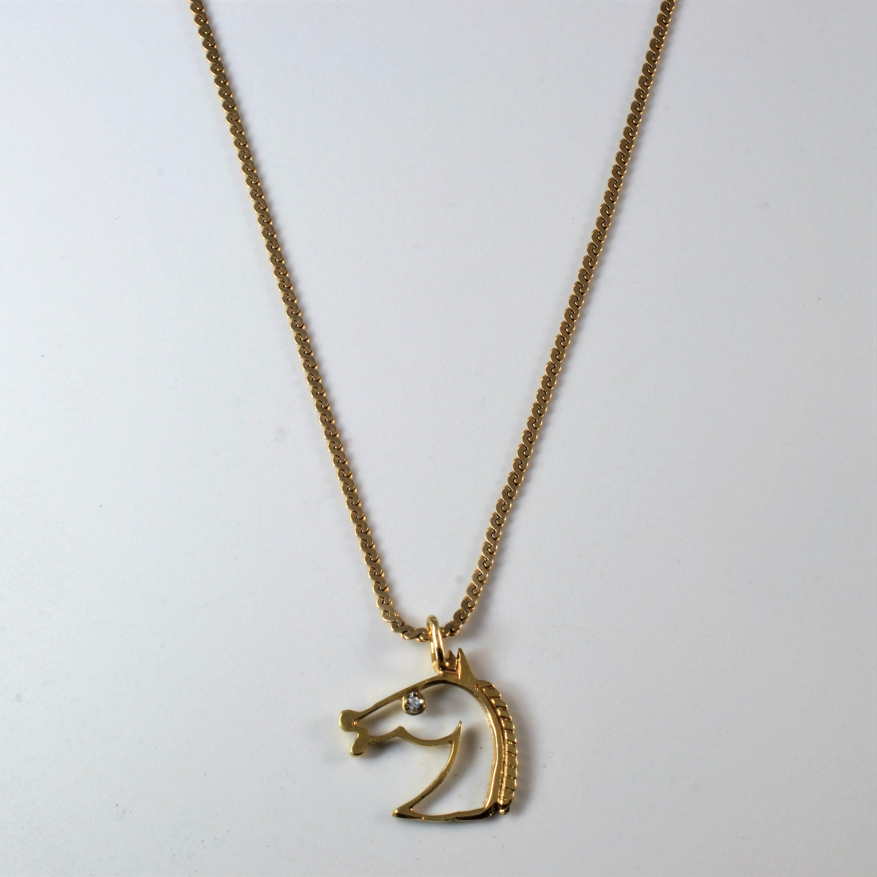 Diamond Horse Necklace | 0.01ct | 17" |