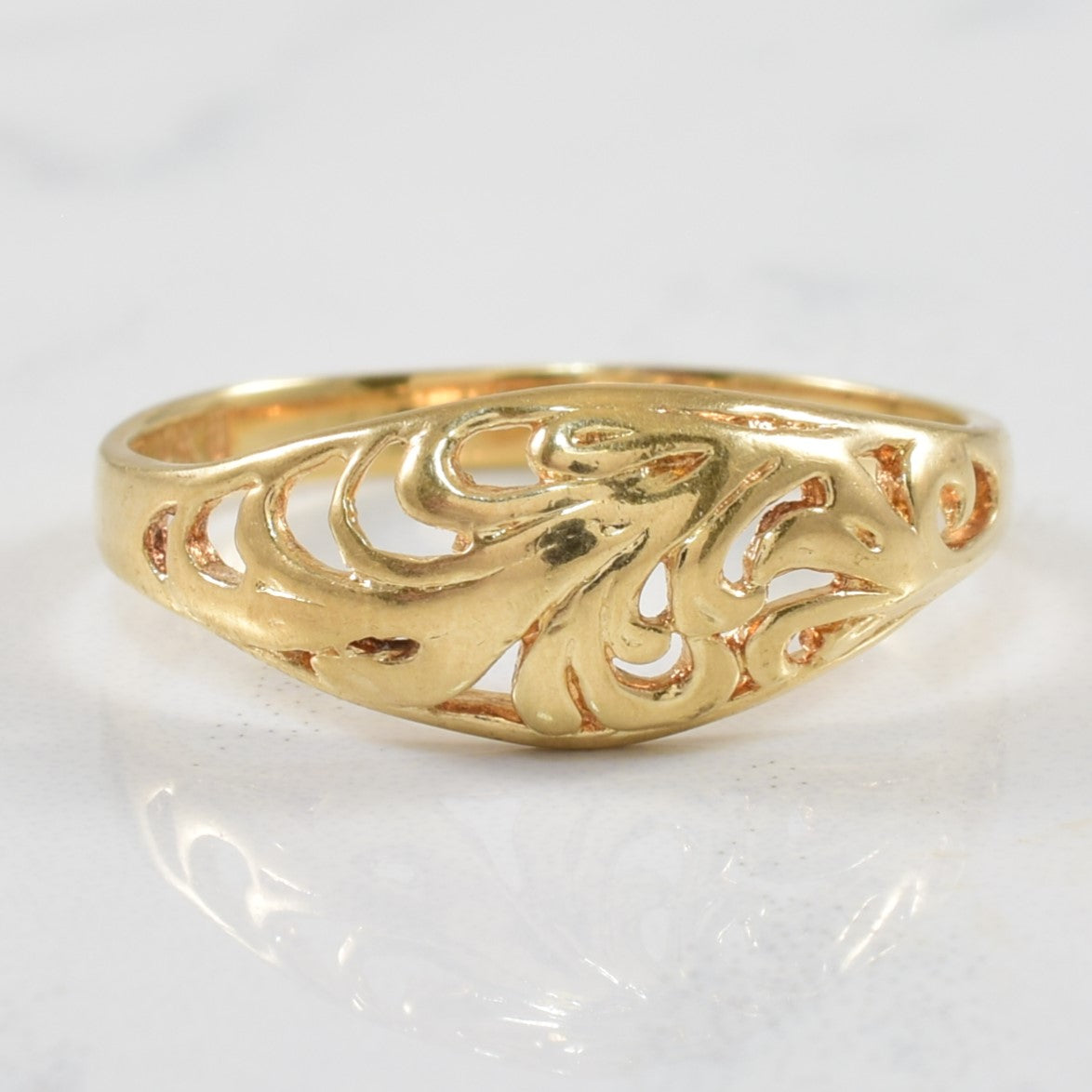 Yellow Gold Filigree Dome Ring | SZ 6.75 |