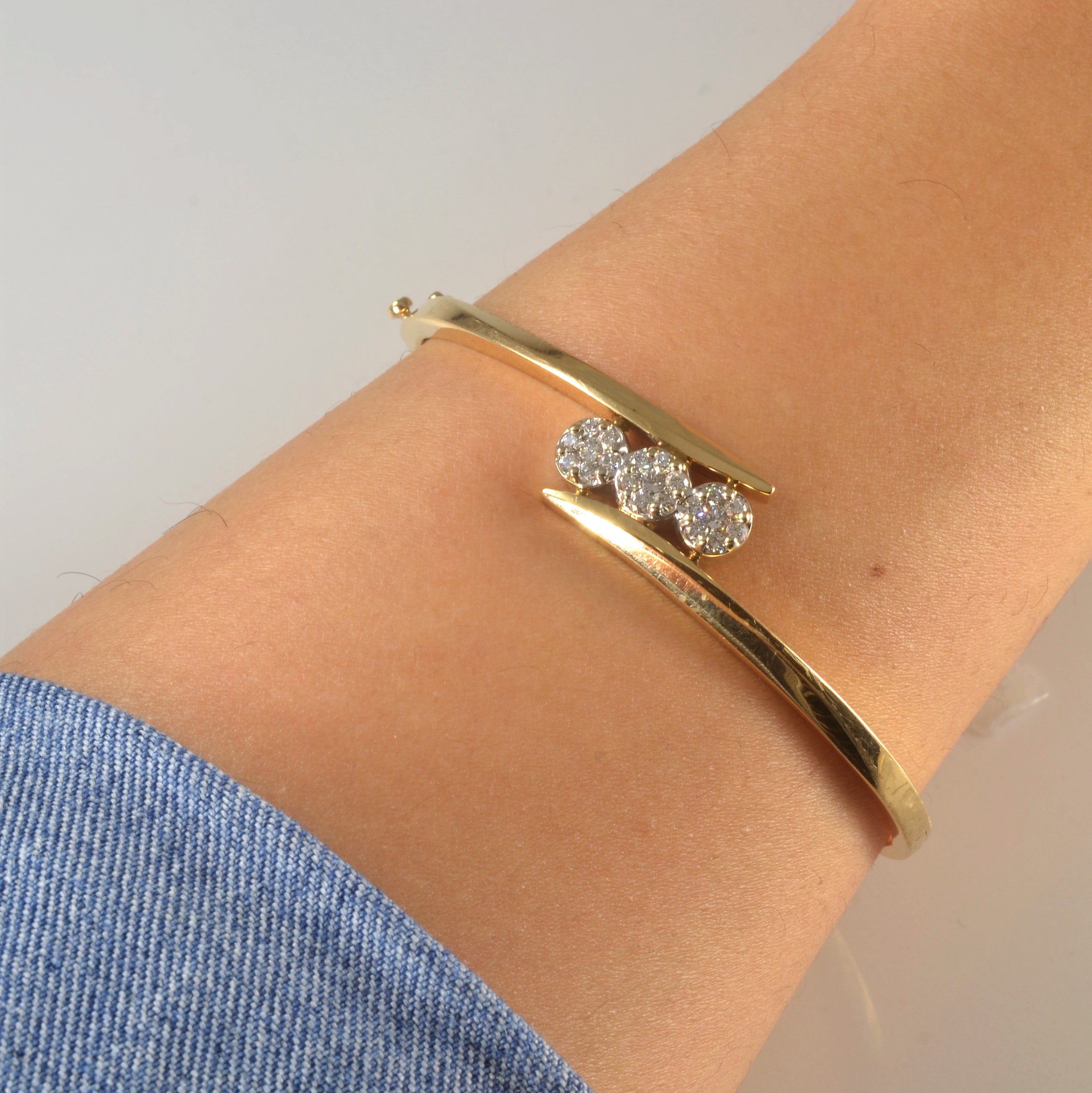 Triple Diamond Cluster Bypass Bangle | 0.24ctw | 6.5" |