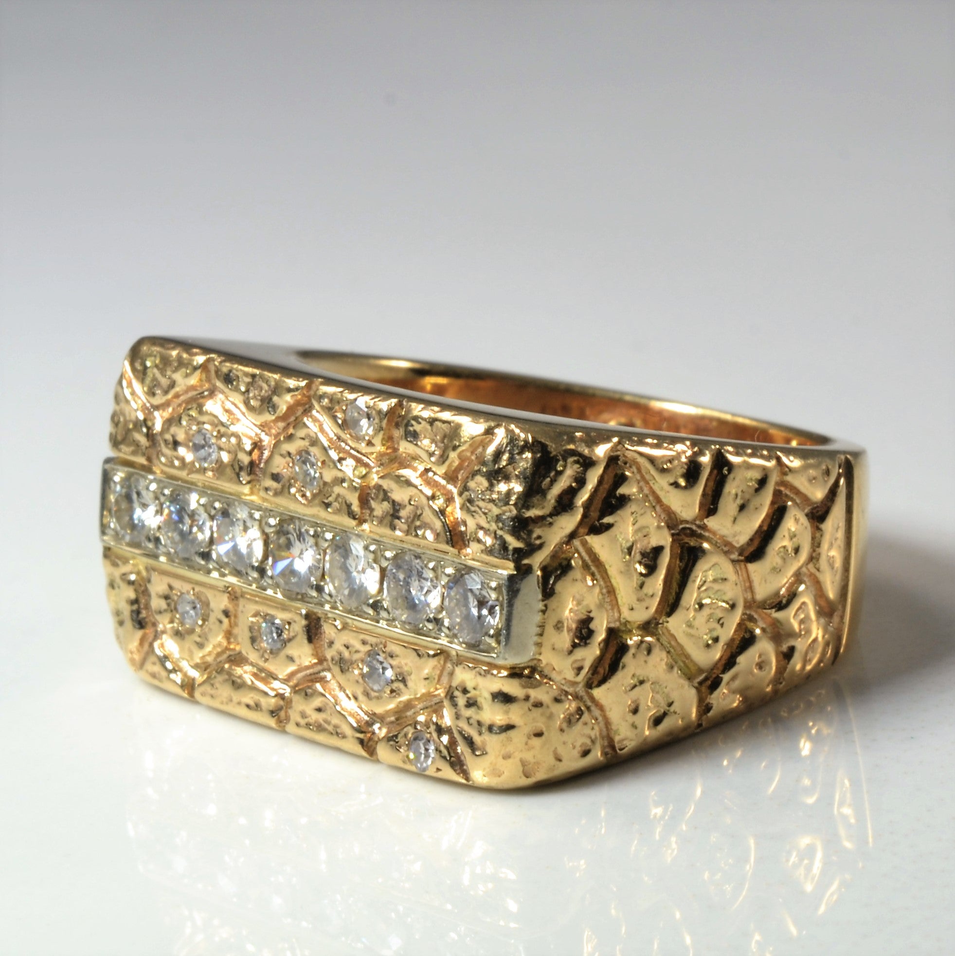 Textured Diamond Wide Ring | 0.56ctw | SZ 7.75 |