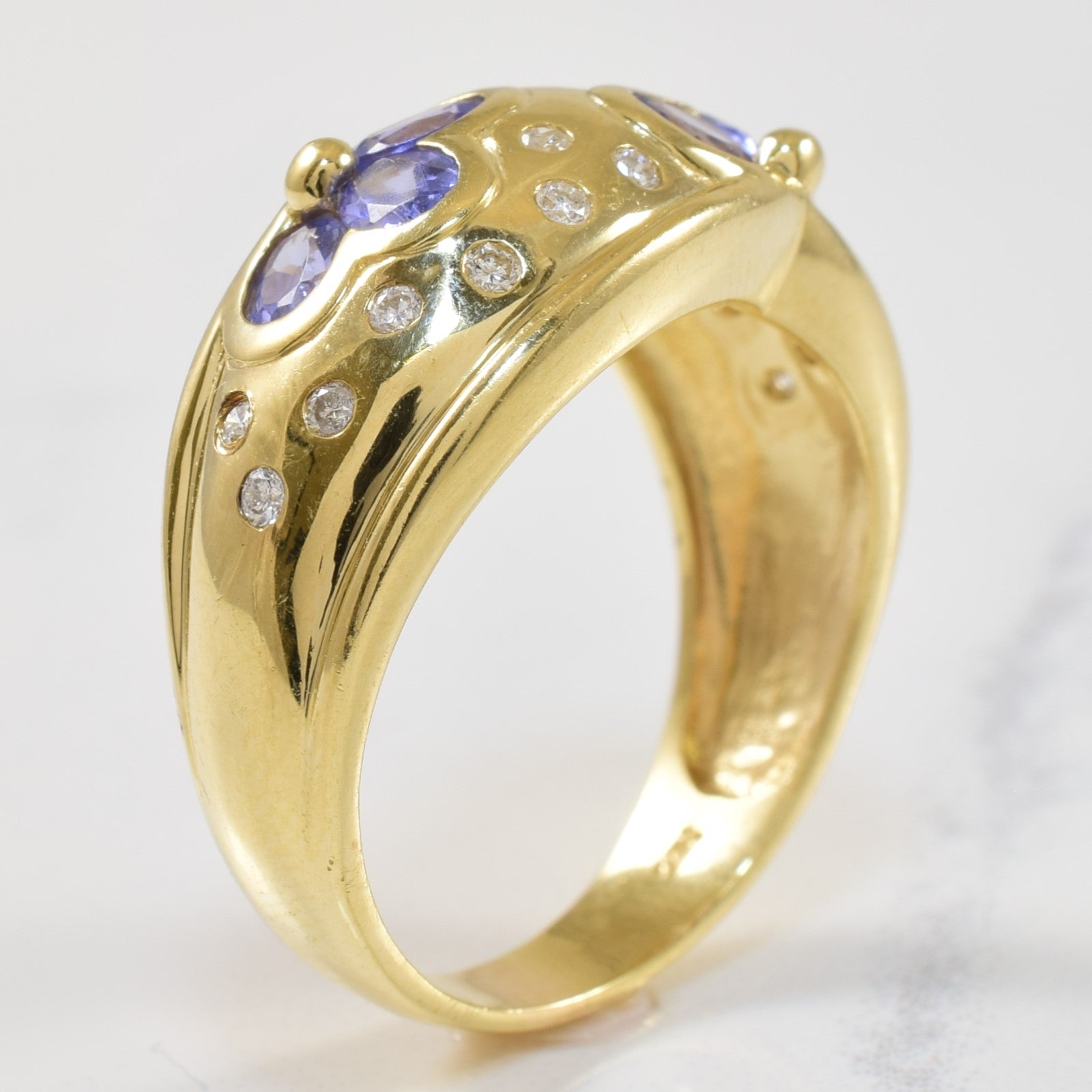 Tanzanite & Diamond Flower Petal Ring | 0.16ctw, 1.00ctw | SZ 8.25 |