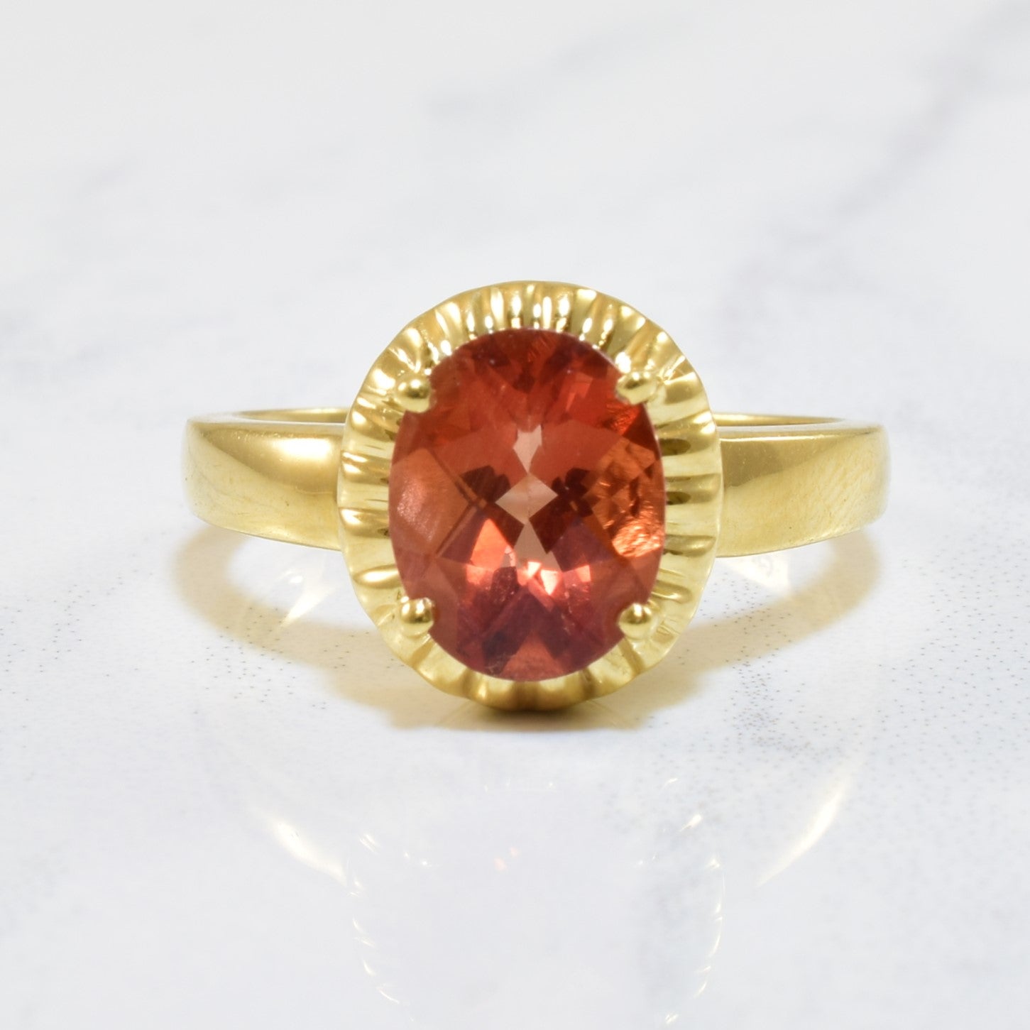 Oval Sunstone Solitaire Ring | 1.75ct | SZ 6 |
