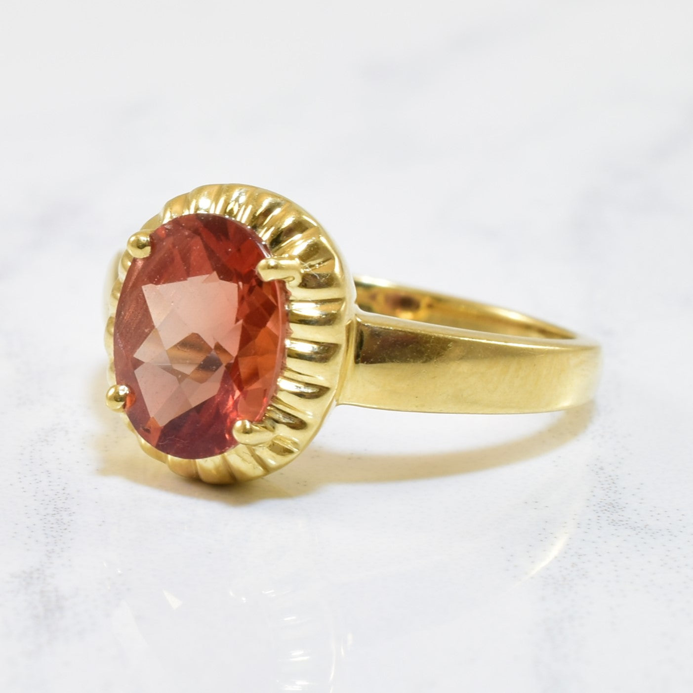 Oval Sunstone Solitaire Ring | 1.75ct | SZ 6 |