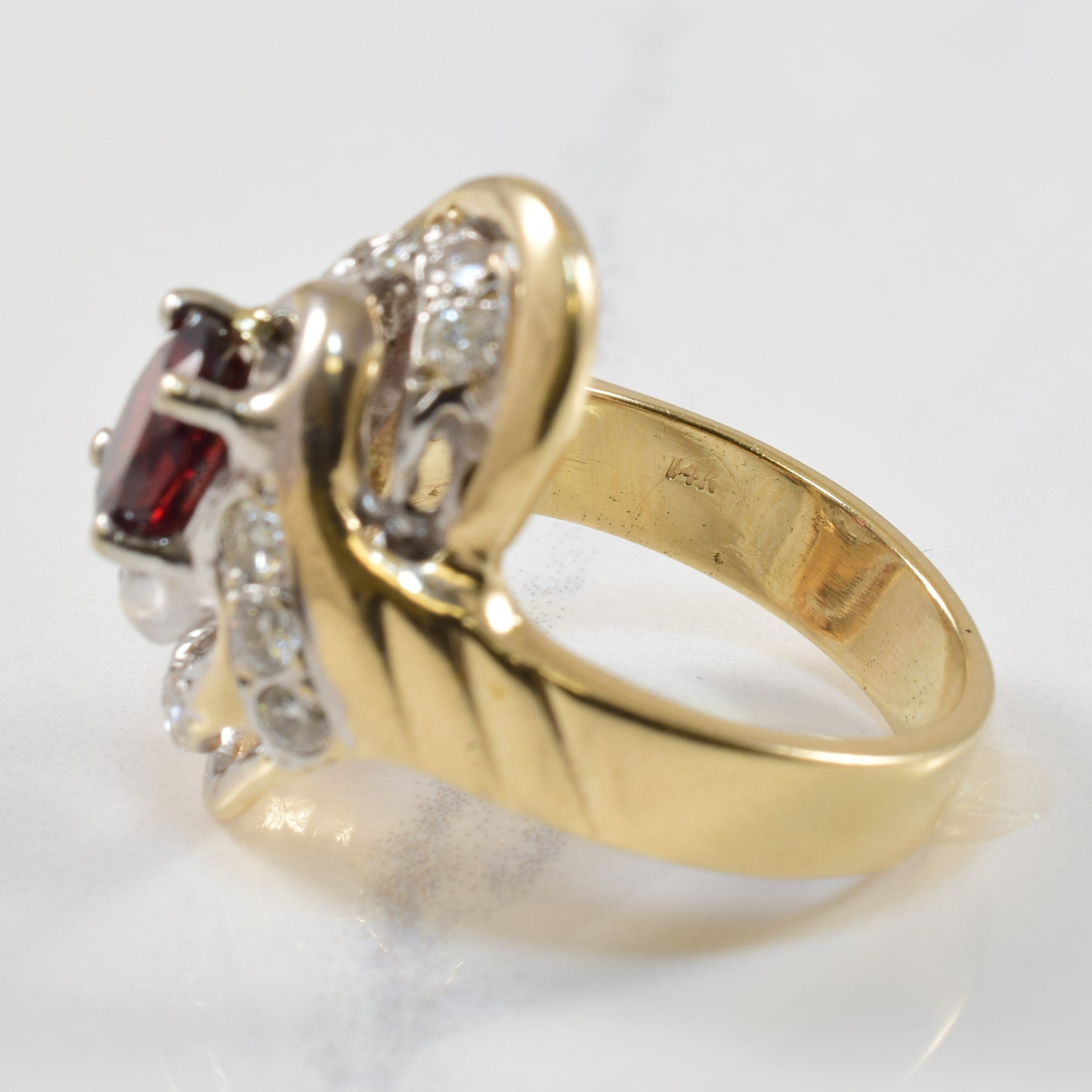 Garnet & Diamond Cocktail Ring | 1.04ct, 0.75ctw | SZ 8.5 |