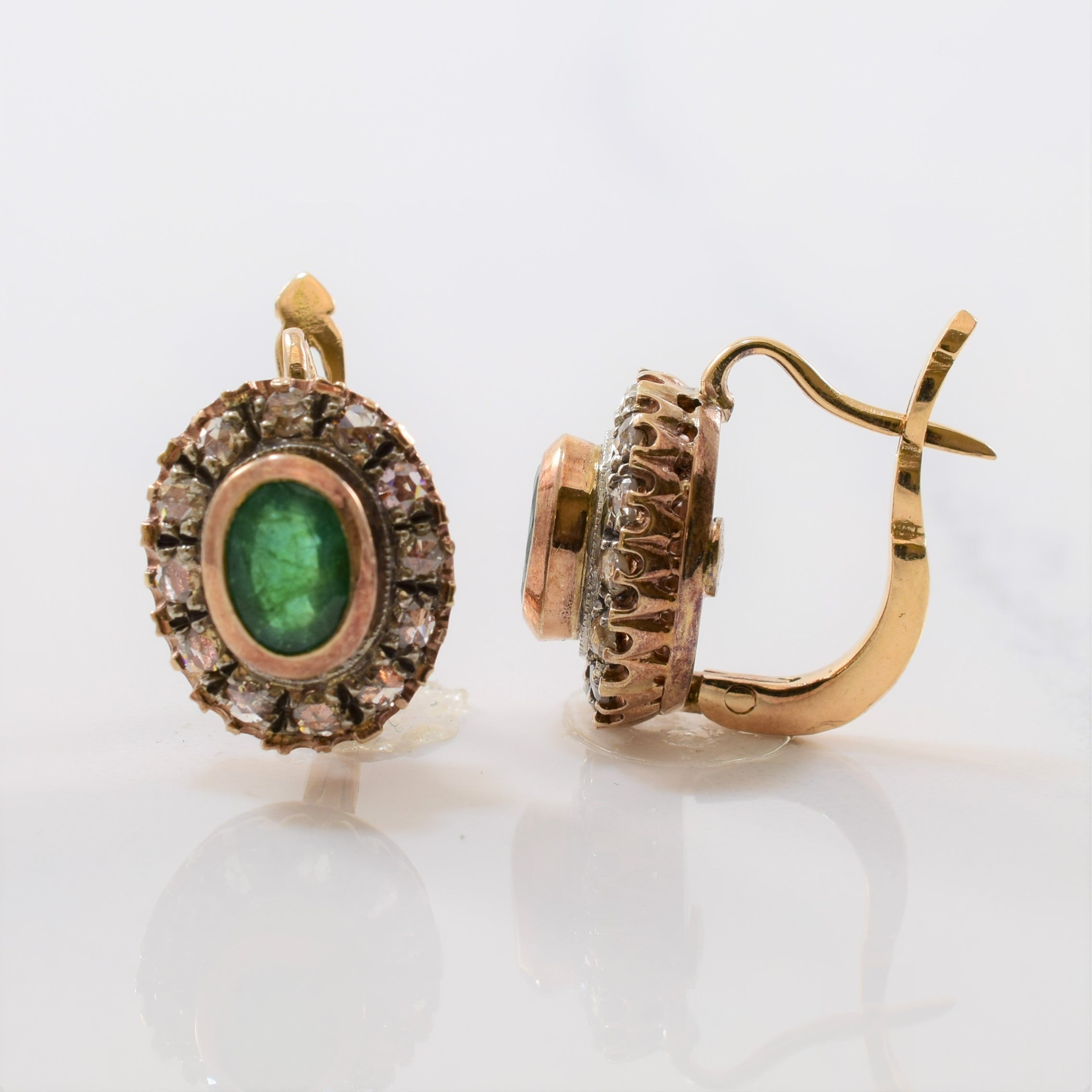Art Deco Era Emerald & Diamond Halo Earrings | 0.50ctw, 1.28ctw |