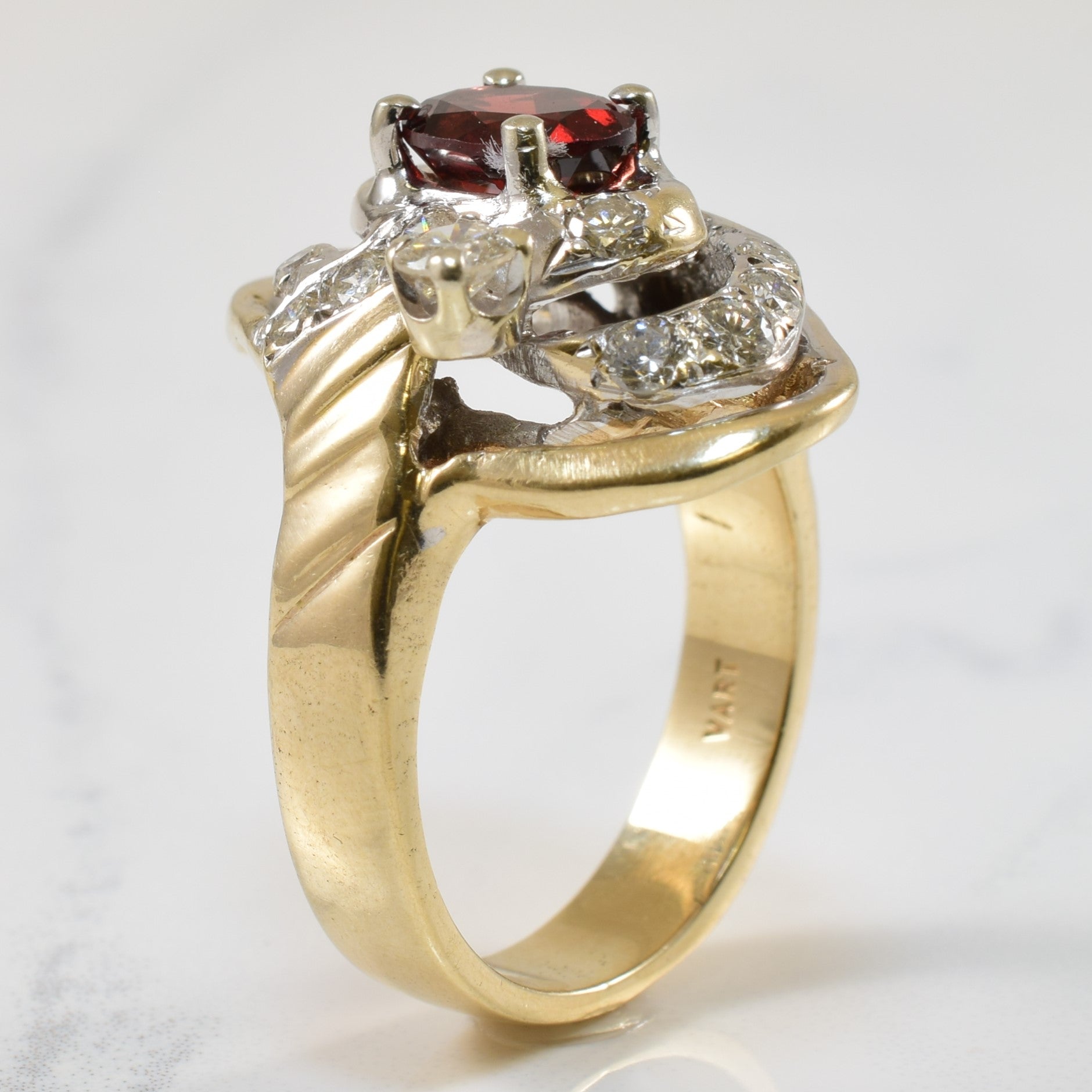 Garnet & Diamond Cocktail Ring | 1.04ct, 0.75ctw | SZ 8.5 |