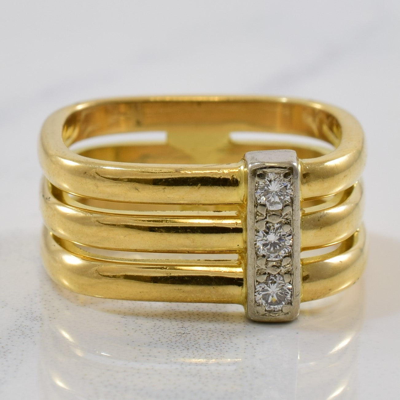 Triple banded vintage ring, diamond antique rings for sale