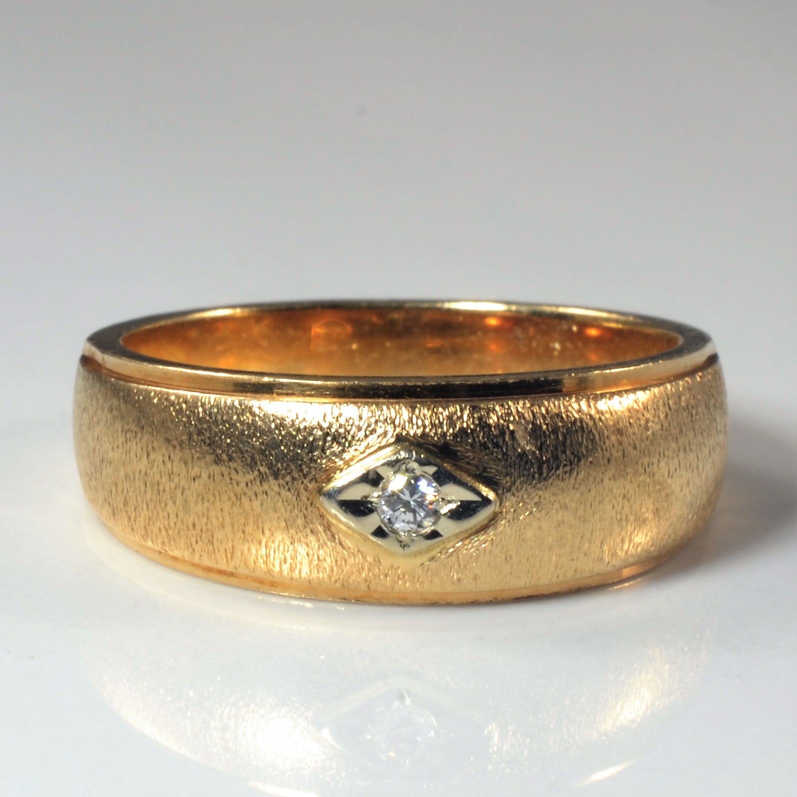 Satin Finish Single Diamond Band | 0.04ct | SZ 10 |