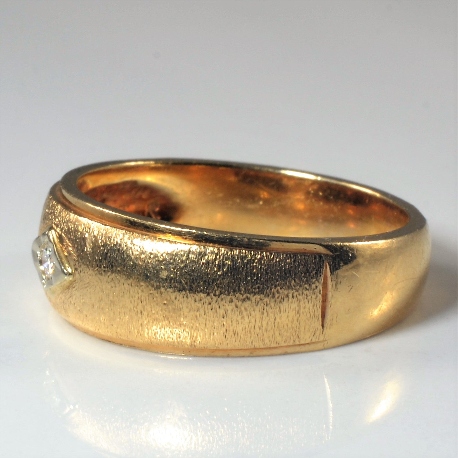 Satin Finish Single Diamond Band | 0.04ct | SZ 10 |