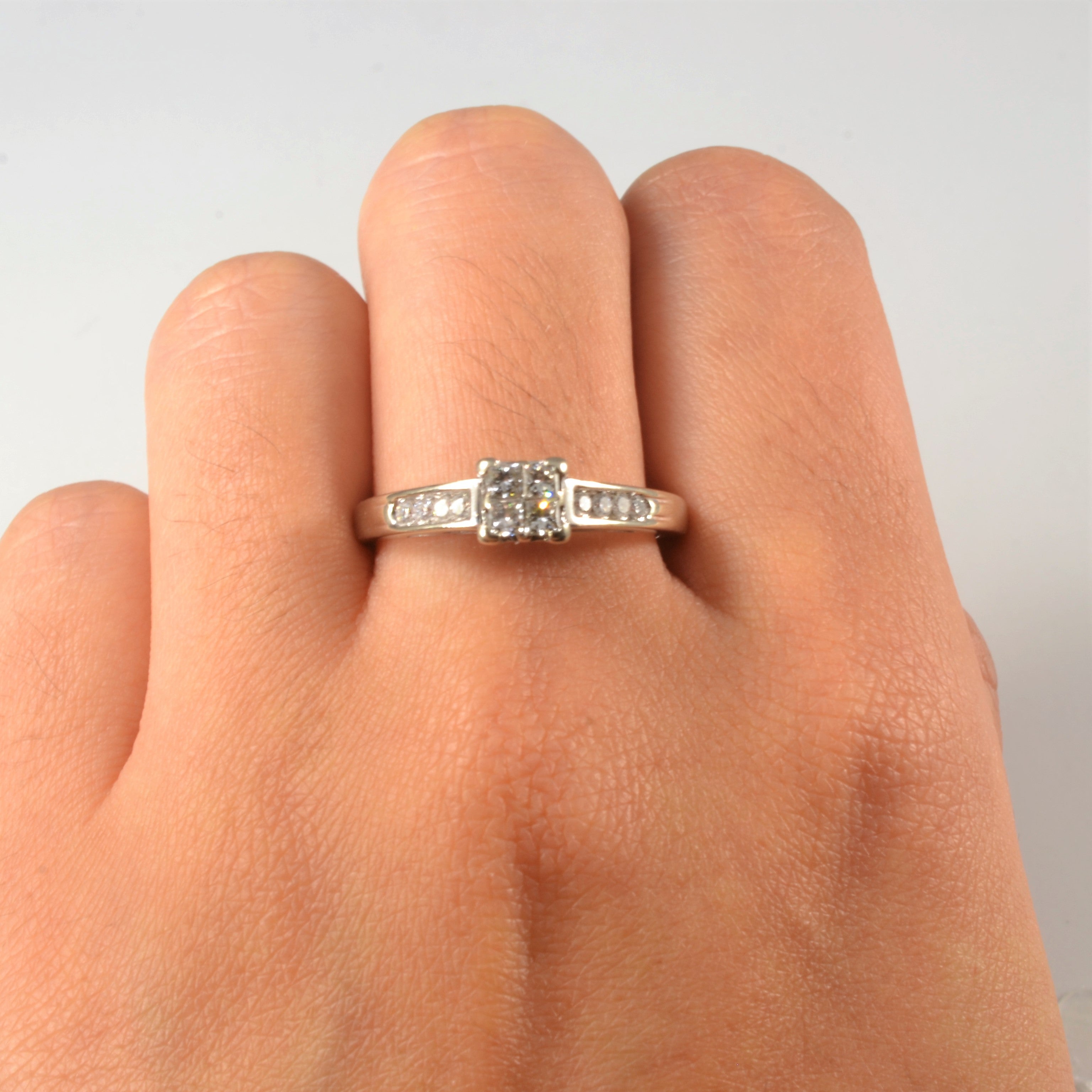 Quad Cluster Diamond Promise Ring | 0.48ctw | SZ 9.5 |