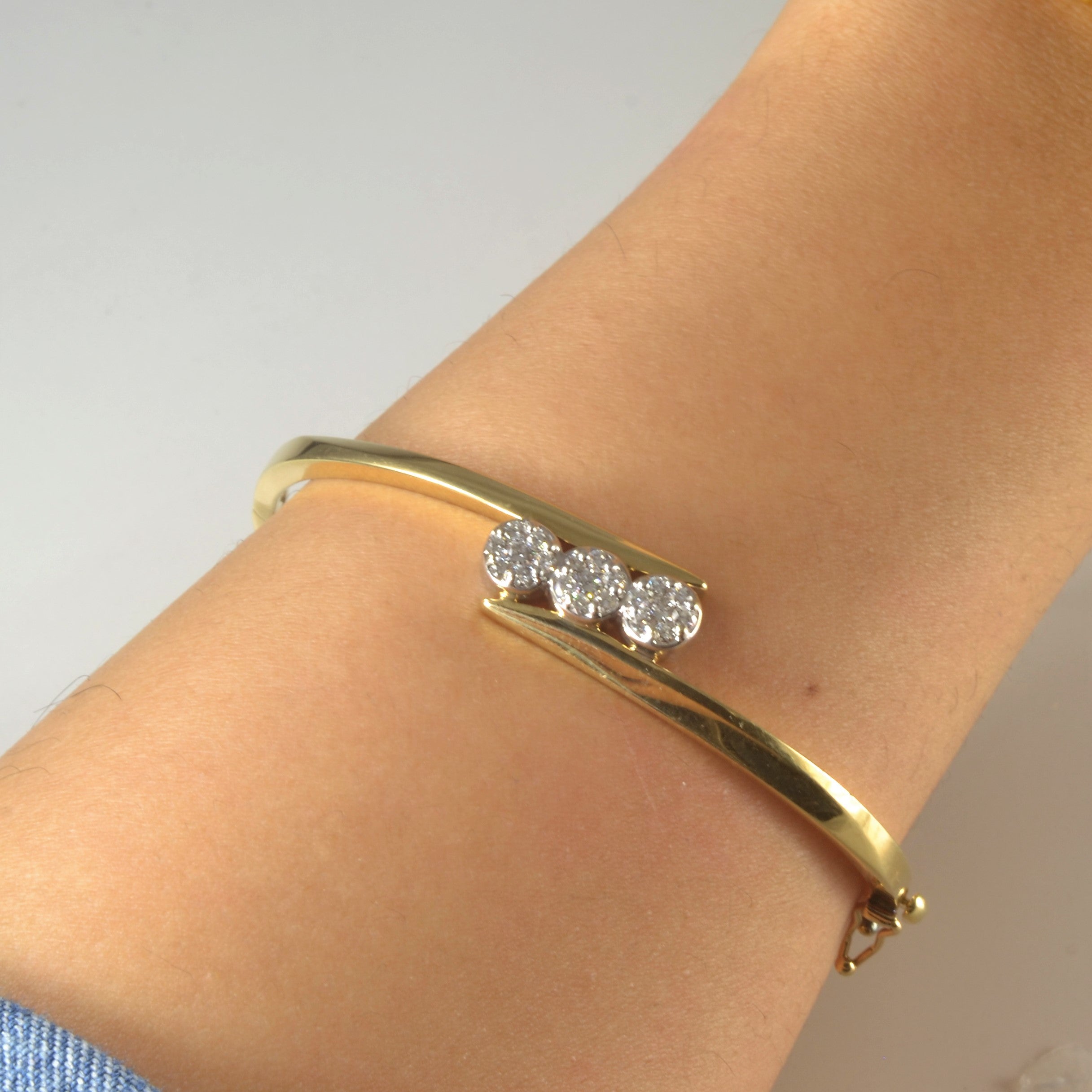 Triple Cluster Diamond Bypass Bangle | 0.24ctw | 7" |