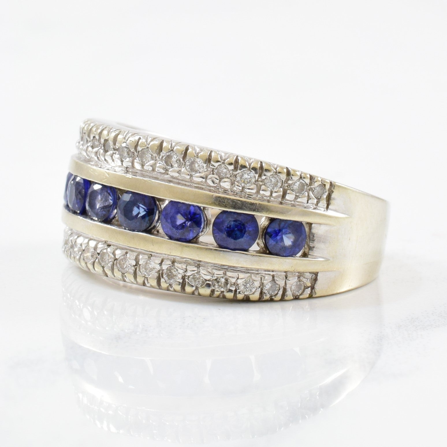 Channel Set Sapphire & Diamond Band | 0.20ctw, 1.15ctw | SZ 6.25 |