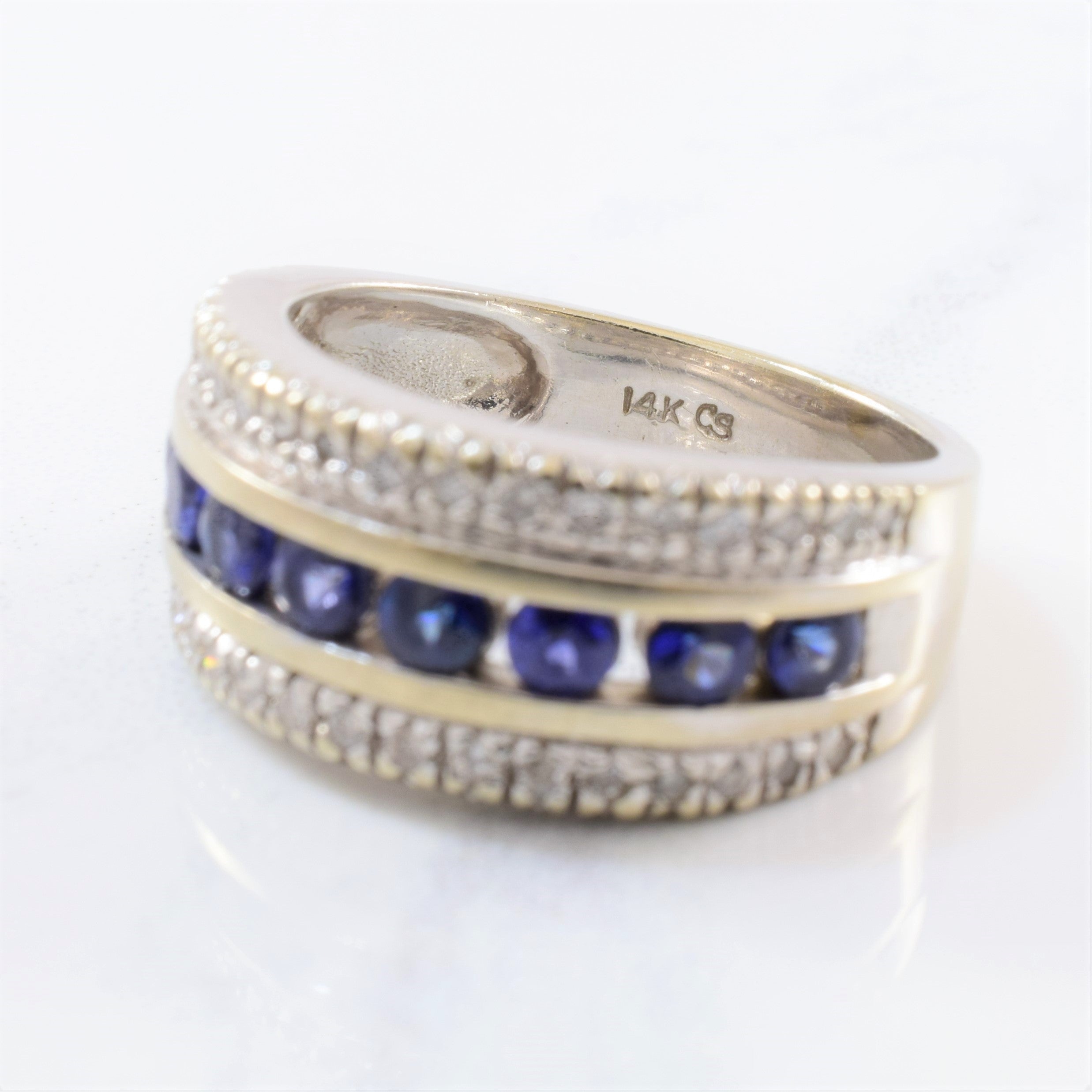 Channel Set Sapphire & Diamond Band | 0.20ctw, 1.15ctw | SZ 6.25 |