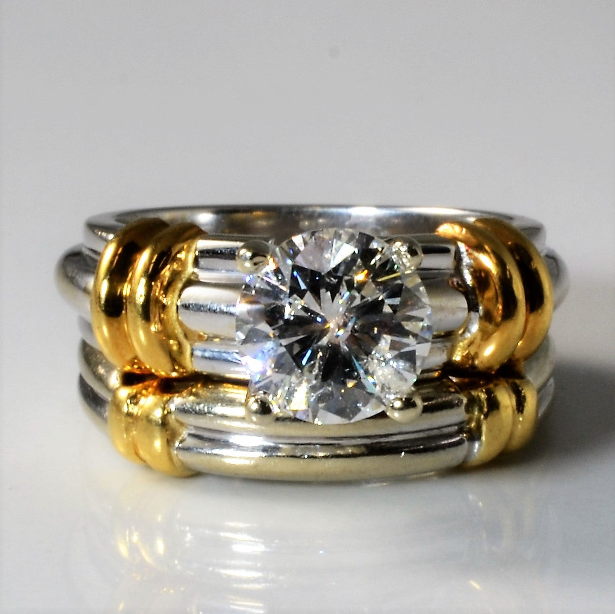 Two Tone Ribbon Wedding Set | 1.48ct | SZ 5.25 |