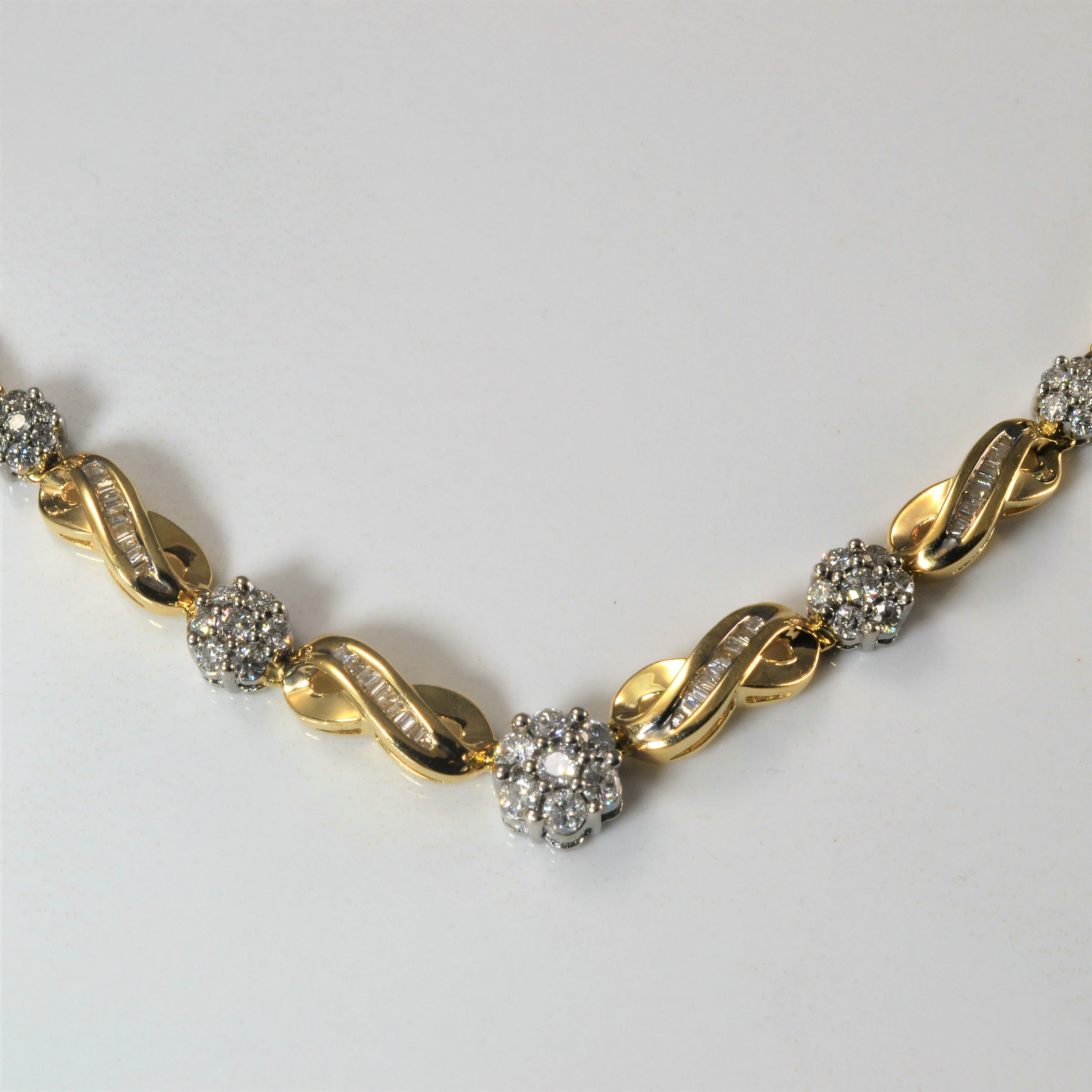 Floral Diamond Plate Necklace | 0.87ctw | 16" |
