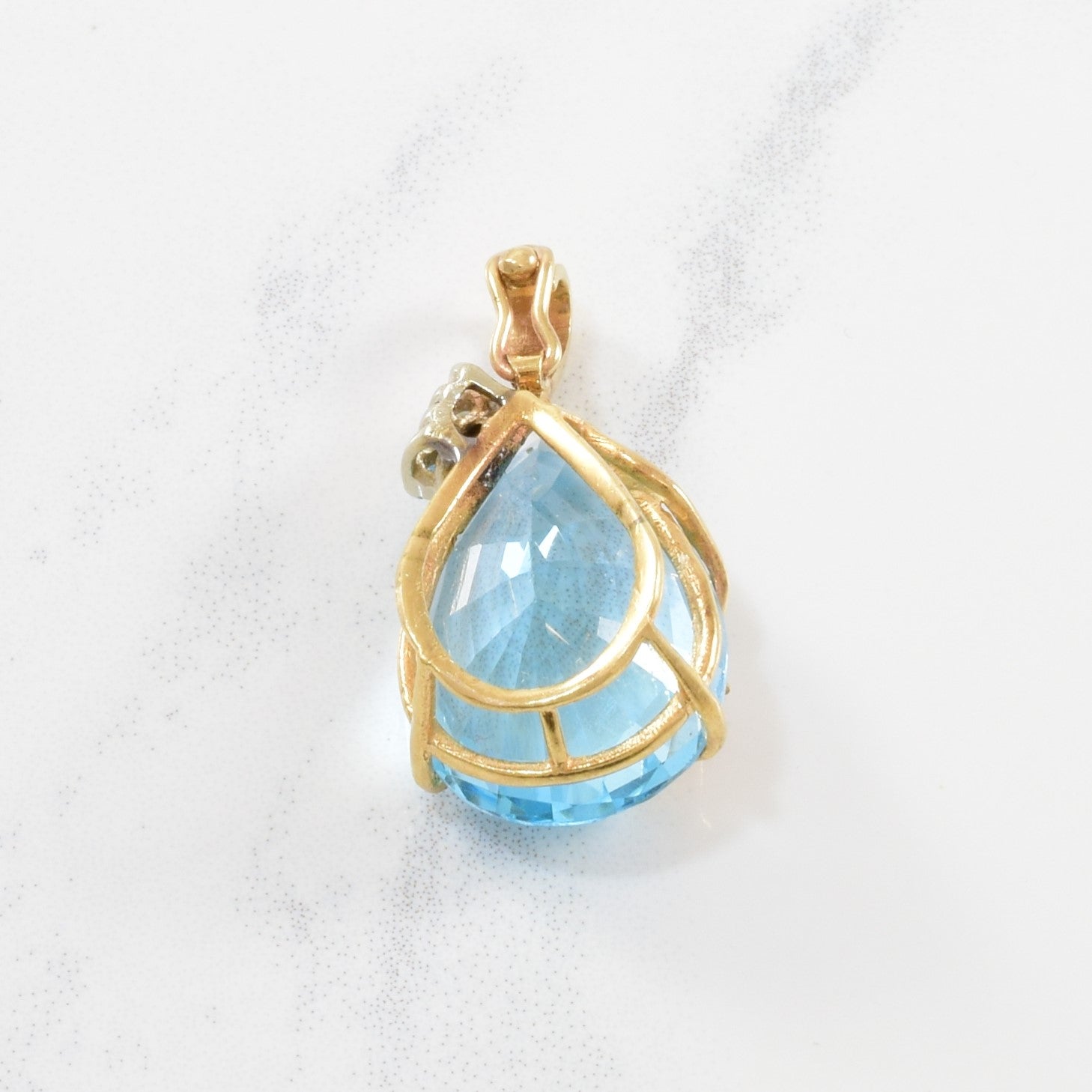 Diamond Accented Blue Topaz Pendant | 0.05ctw, 12.00ct |