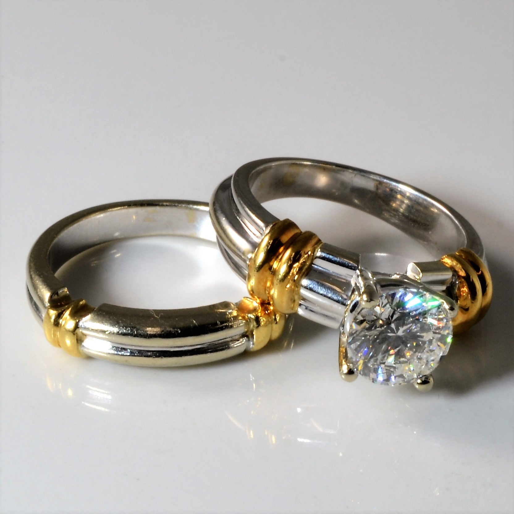 Two Tone Ribbon Wedding Set | 1.48ct | SZ 5.25 |