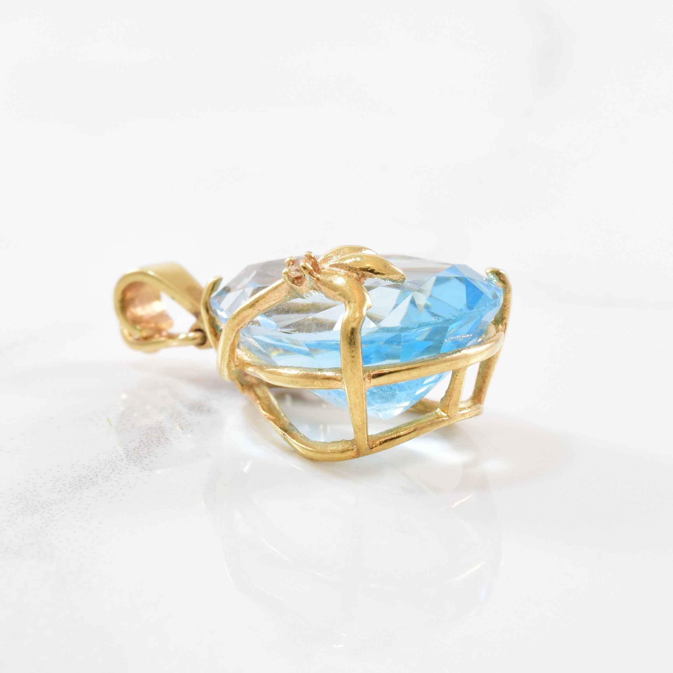 Diamond Accented Blue Topaz Pendant | 0.05ctw, 12.00ct |