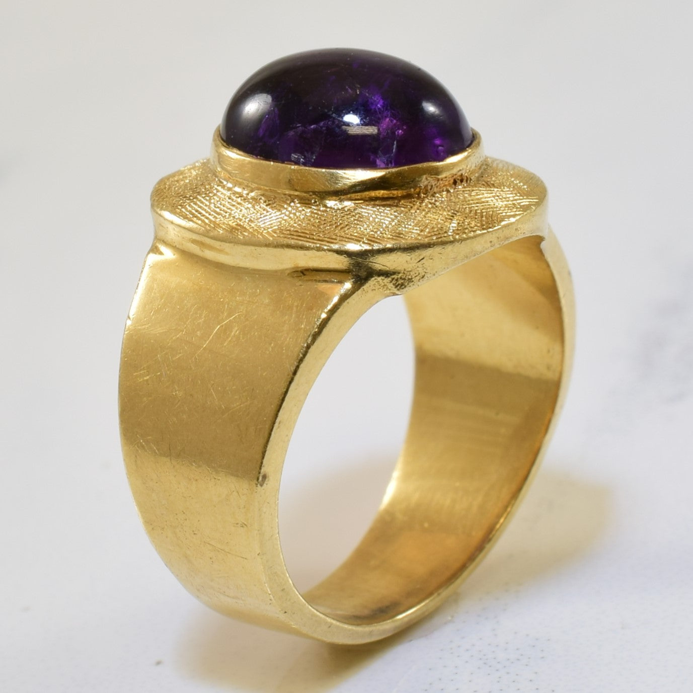 Bezel Set Amethyst Textured Ring | 2.28ct | SZ 4 |