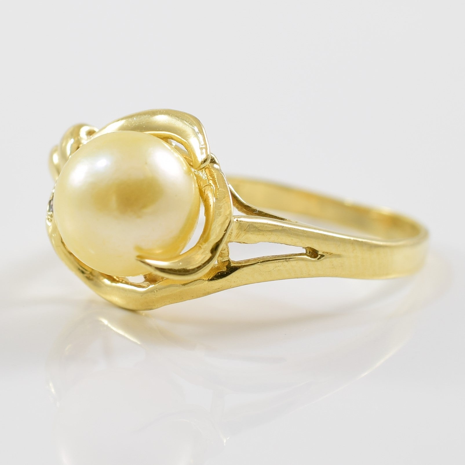 Bypass Diamond & Pearl Ring | 0.01ctw, 2.86ct | SZ 7 |