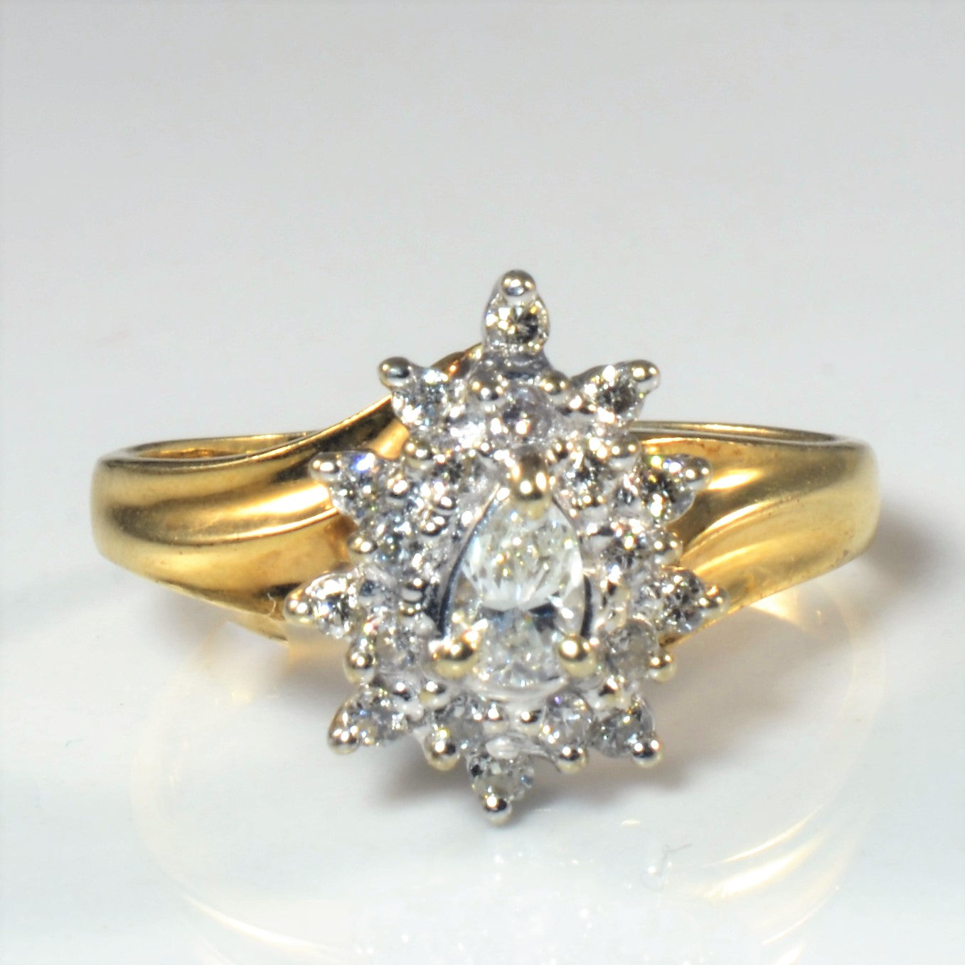 Pear Cut Diamond Cluster Engagement Ring | 0.35ctw | SZ 6.5 |