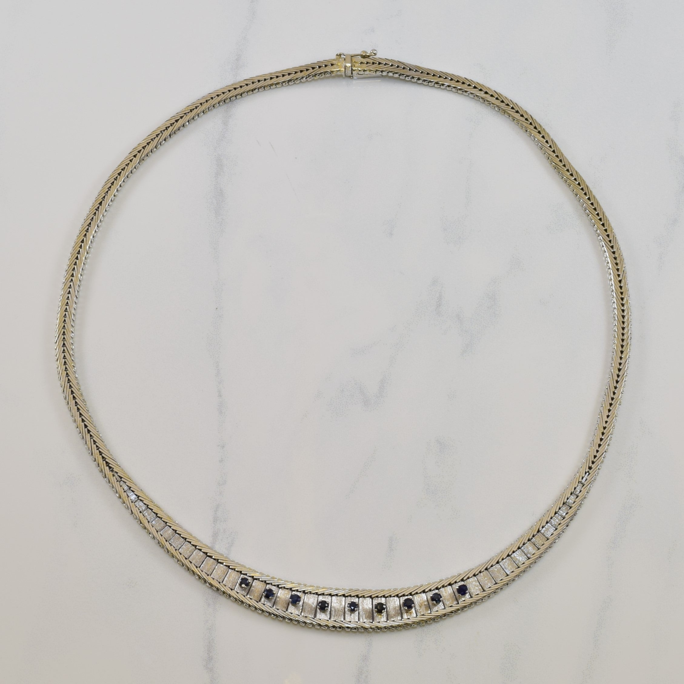Blue Sapphire Foxtail Chain Necklace | 0.51ctw | 17.5" |