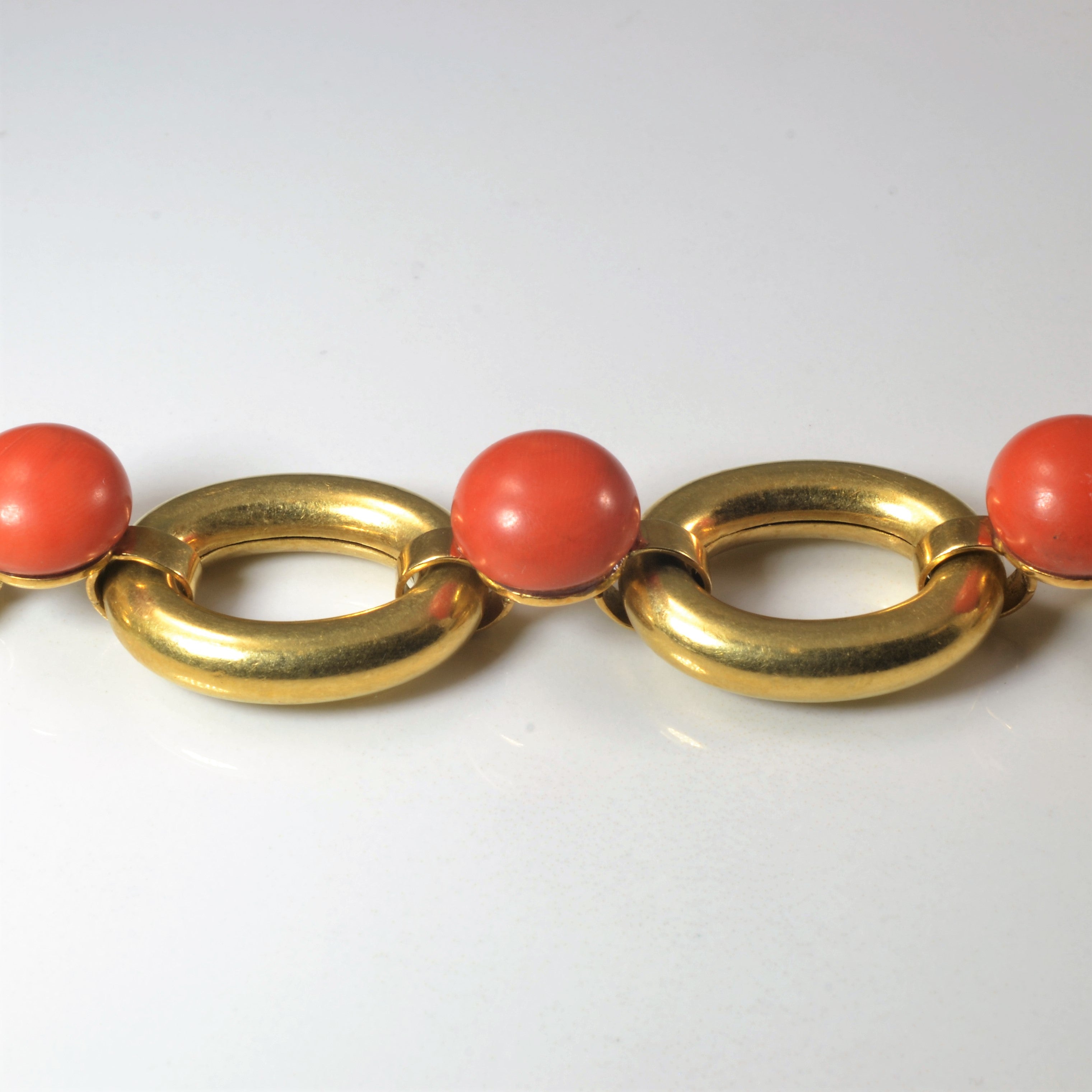 Bracelet large en or et chaîne de corail | 35,00 ct | 8" |