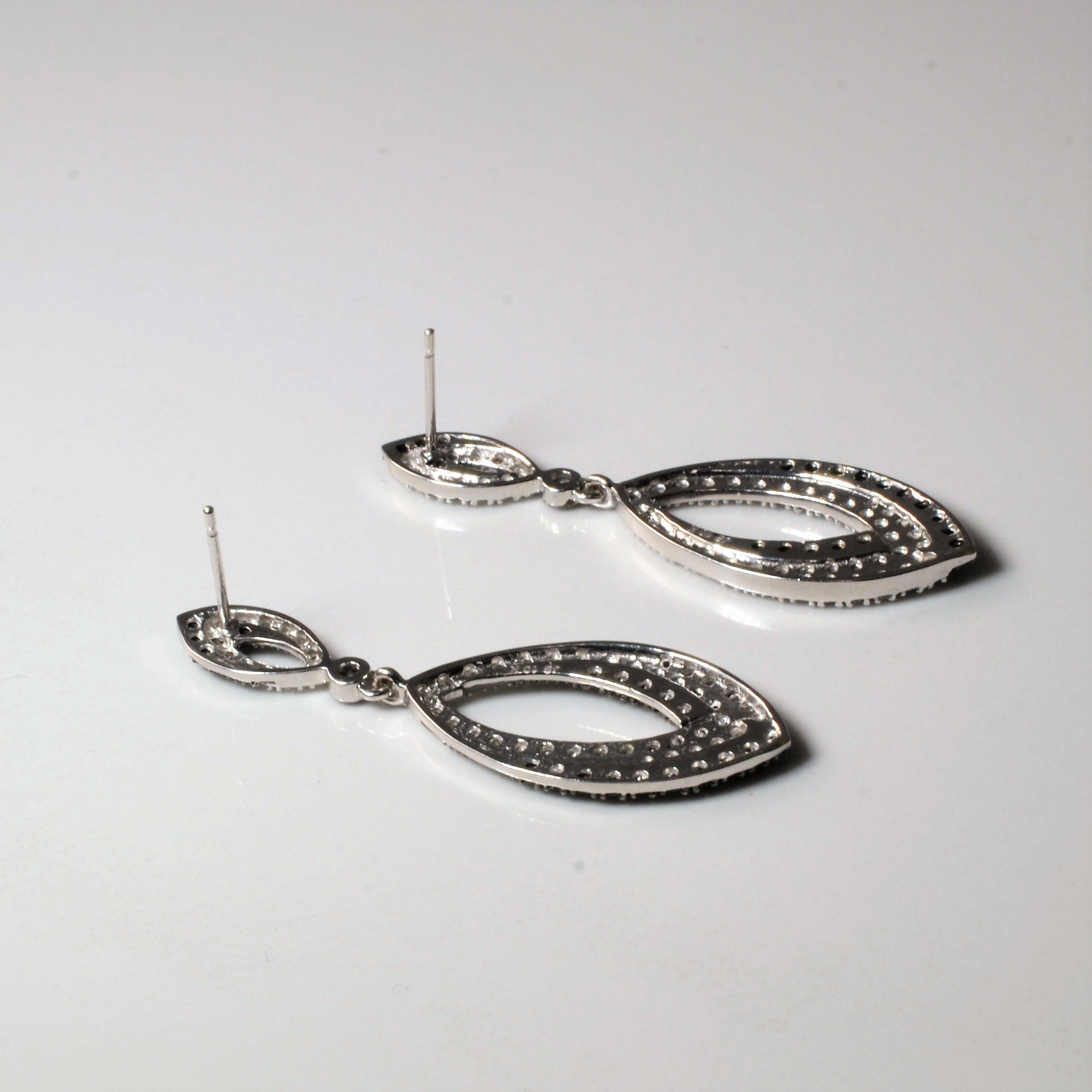 White Gold Diamond Drop Earrings | 1.00ctw |