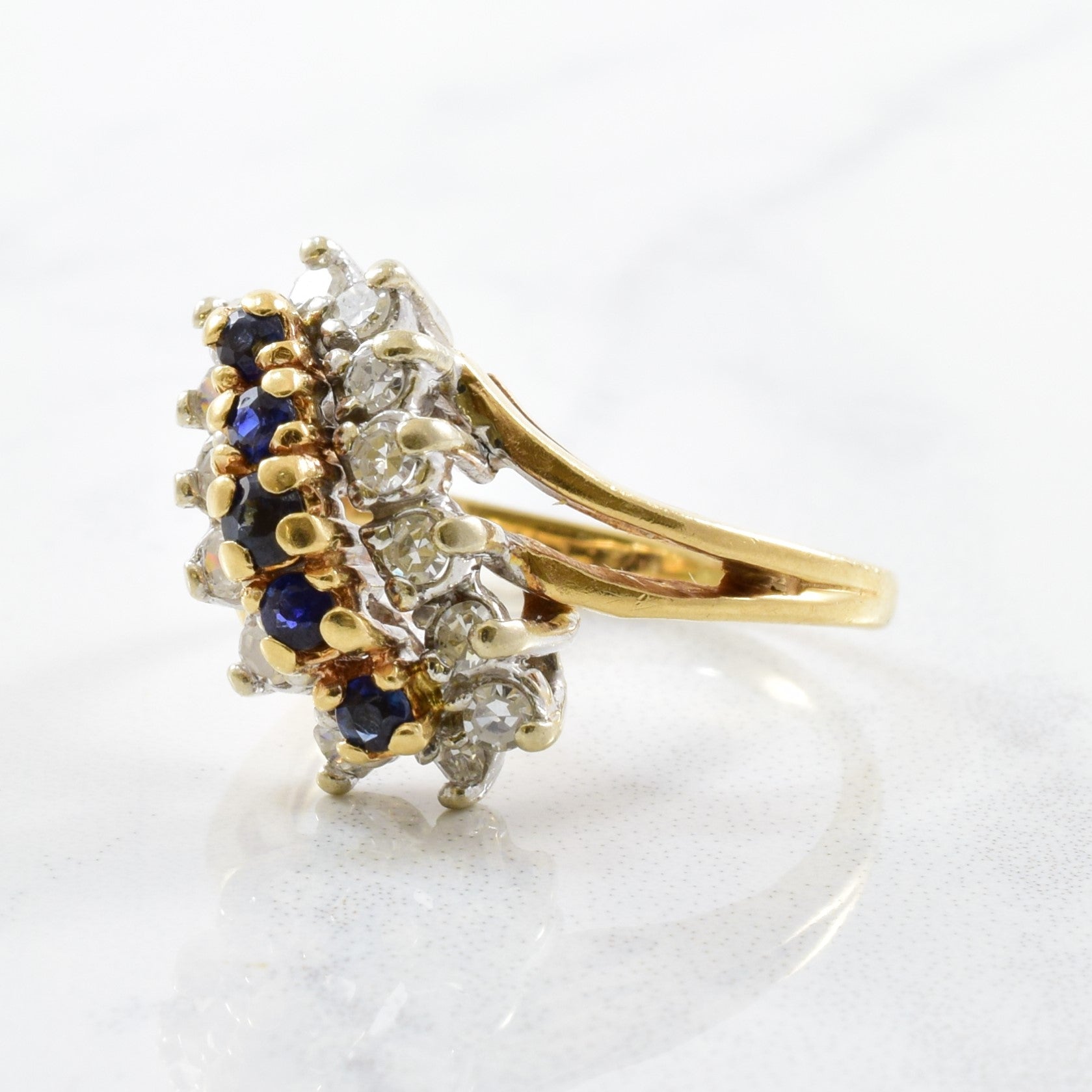 Sapphire & Diamond Bypass Ring | 0.35ctw, 0.25ctw | SZ 4.75 |