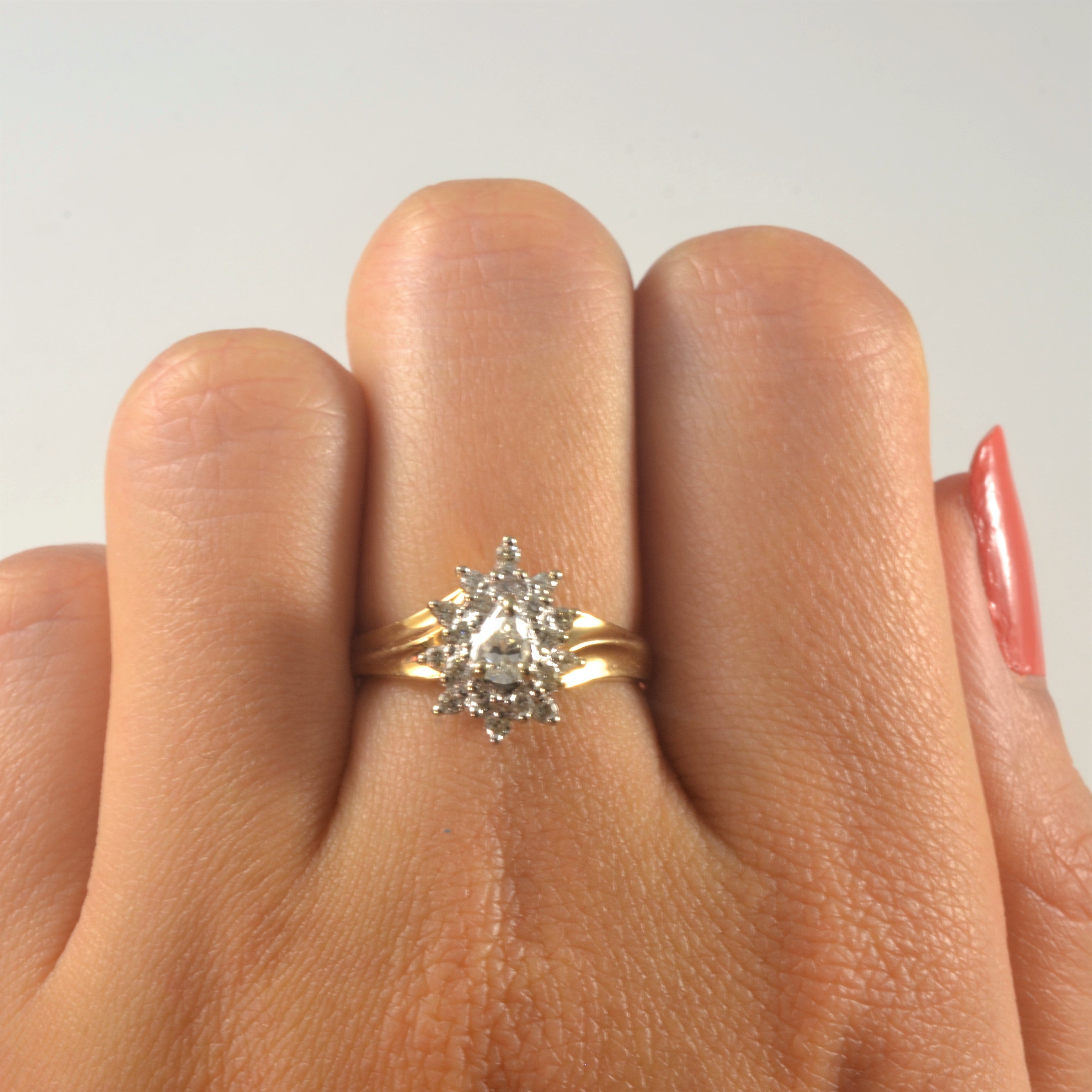 Pear Cut Diamond Cluster Engagement Ring | 0.35ctw | SZ 6.5 |