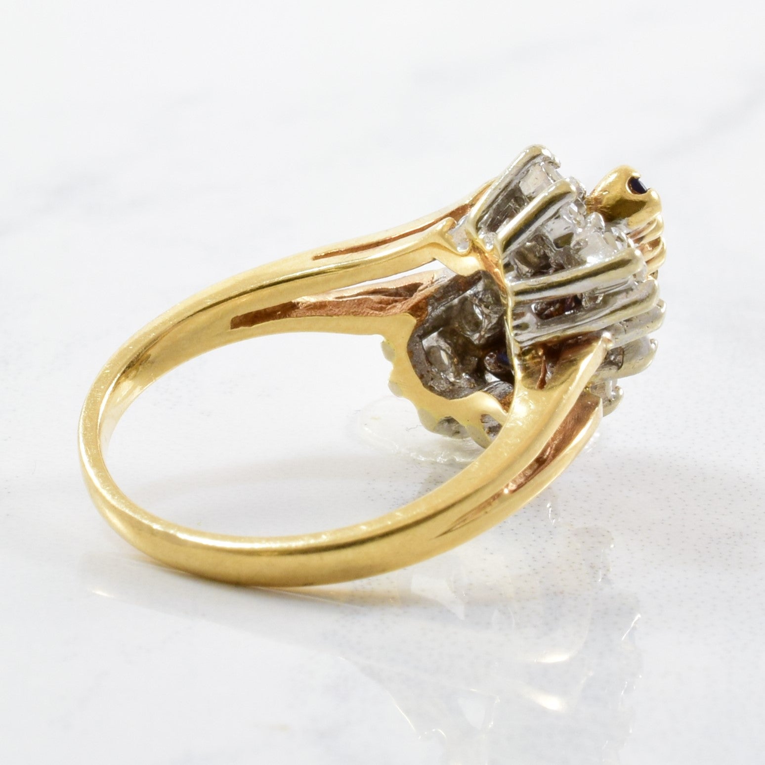 Sapphire & Diamond Bypass Ring | 0.35ctw, 0.25ctw | SZ 4.75 |