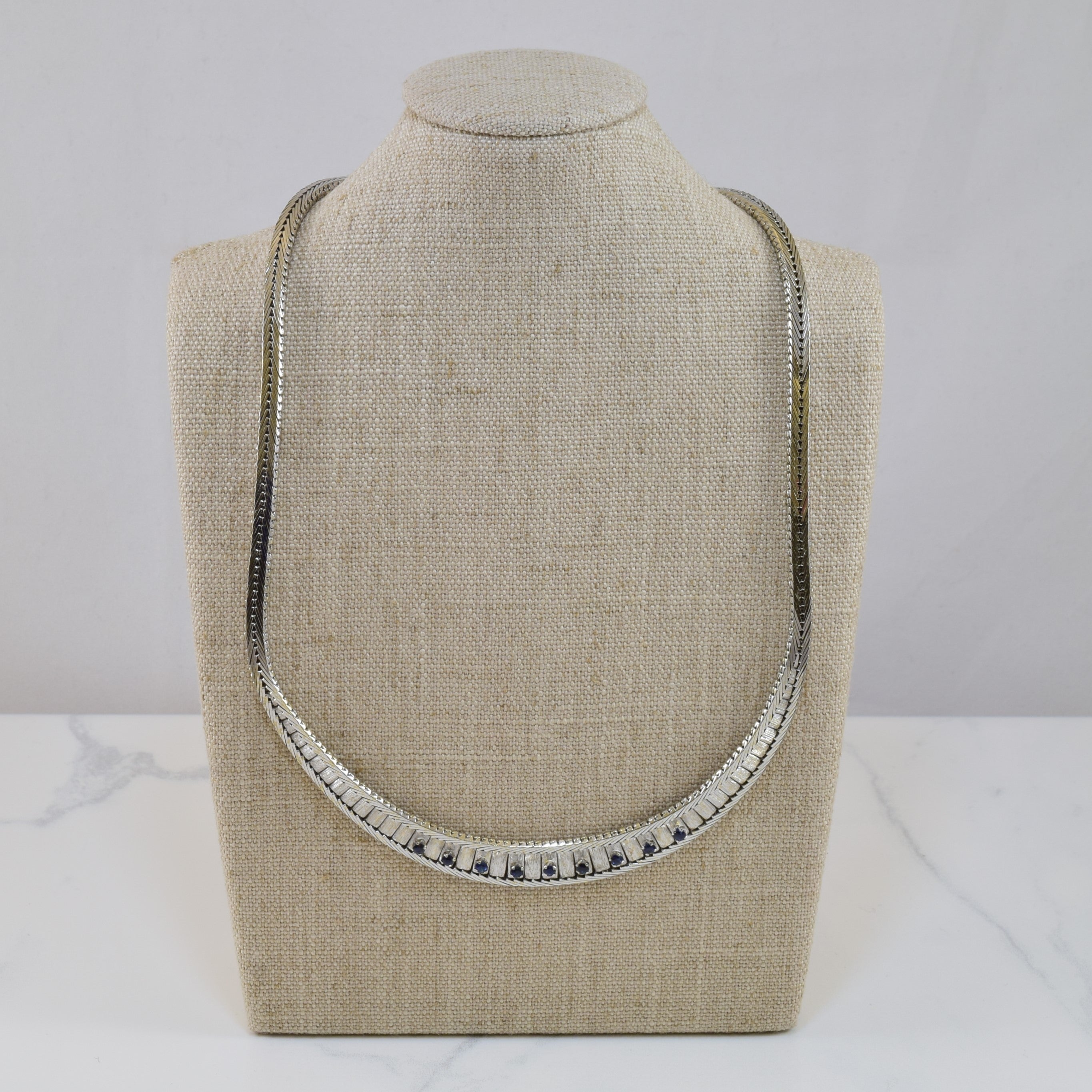 Blue Sapphire Foxtail Chain Necklace | 0.51ctw | 17.5" |